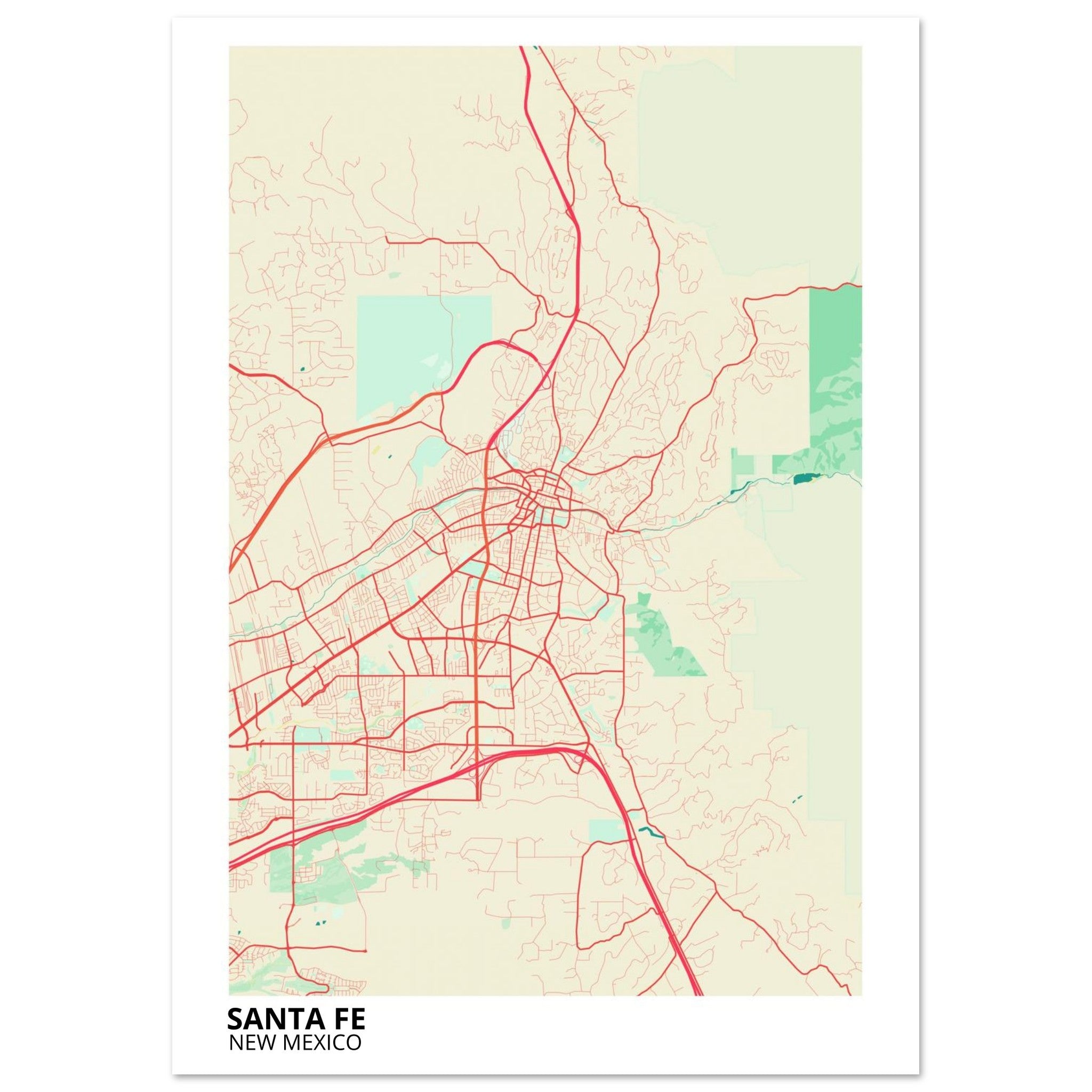 santa fe map poster print