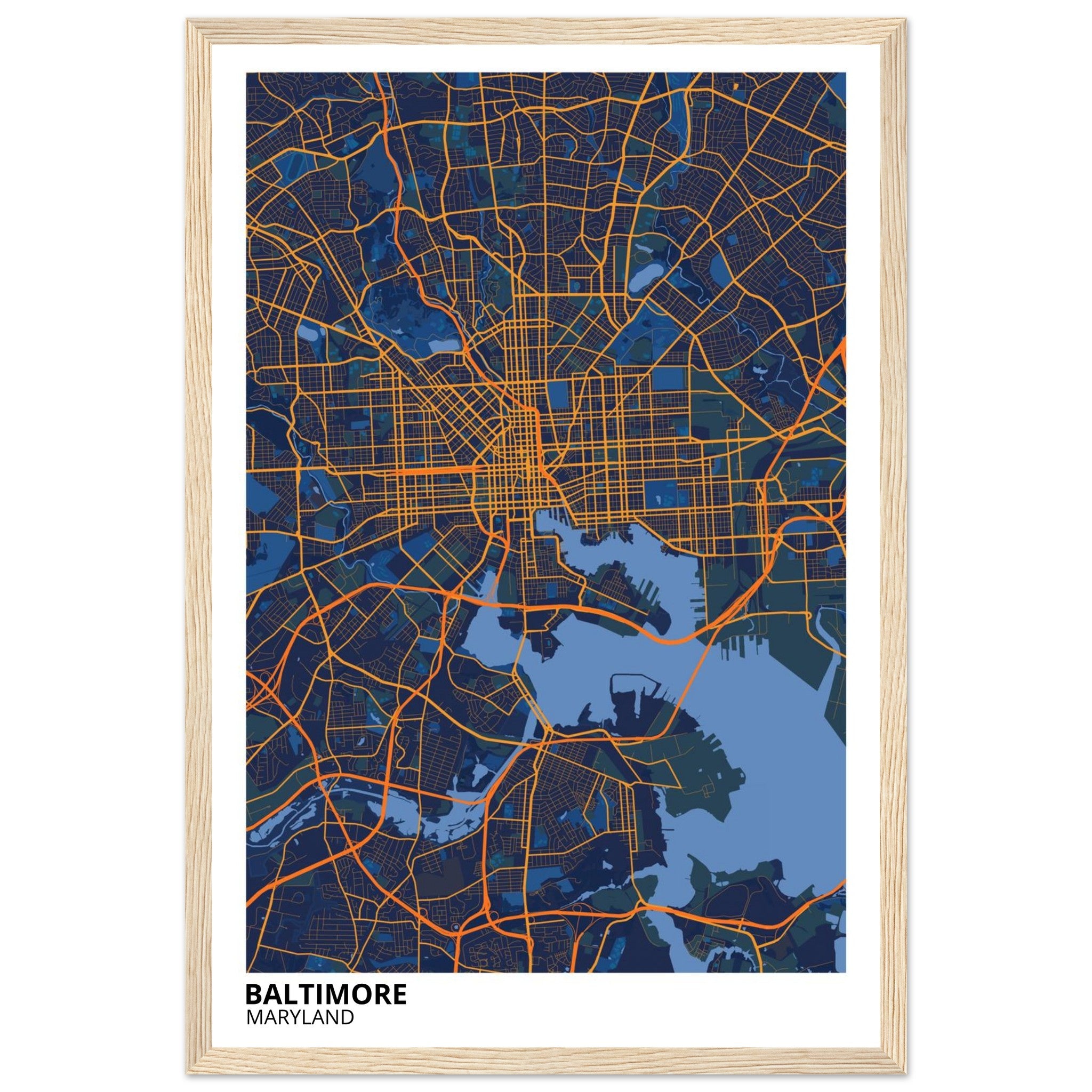 baltimore map poster print