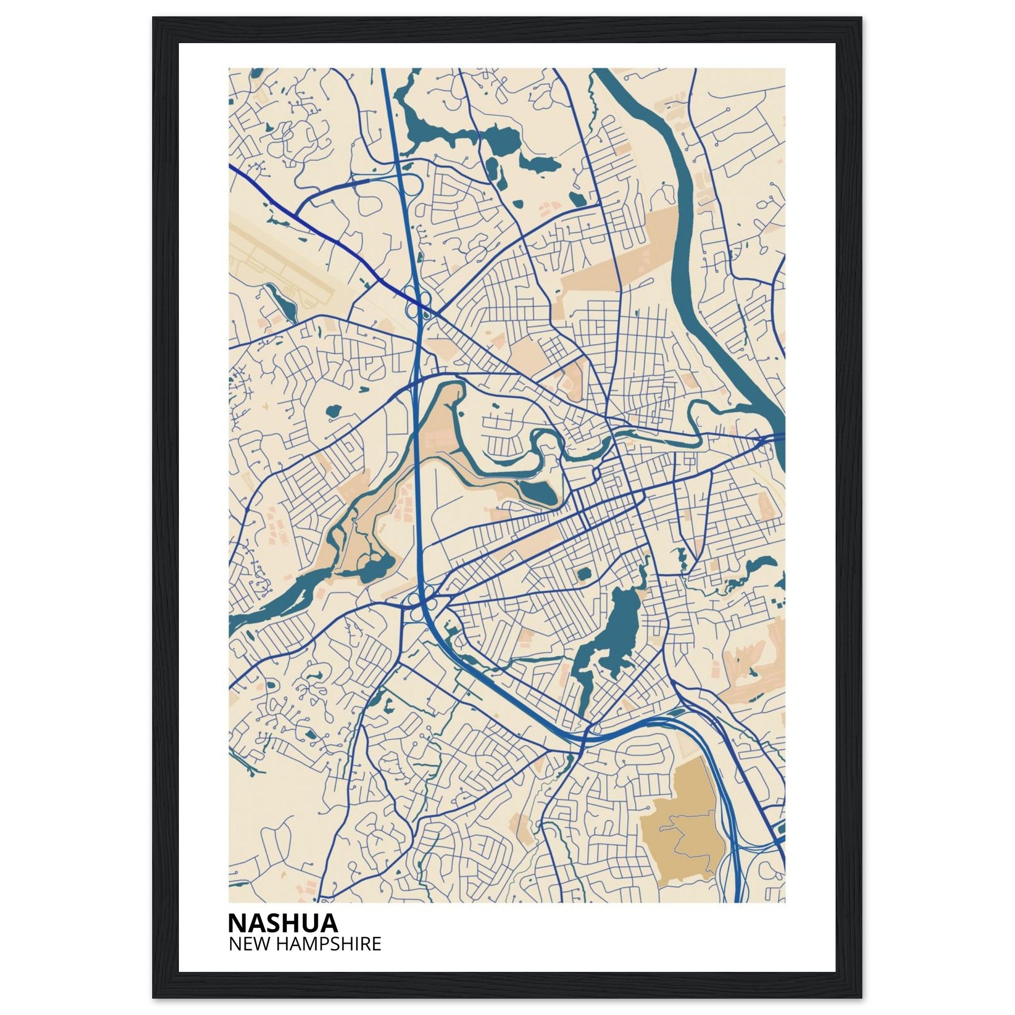 Nashua New Hampshire City Map Poster | Custom Map Art Print - Ink And Atlas