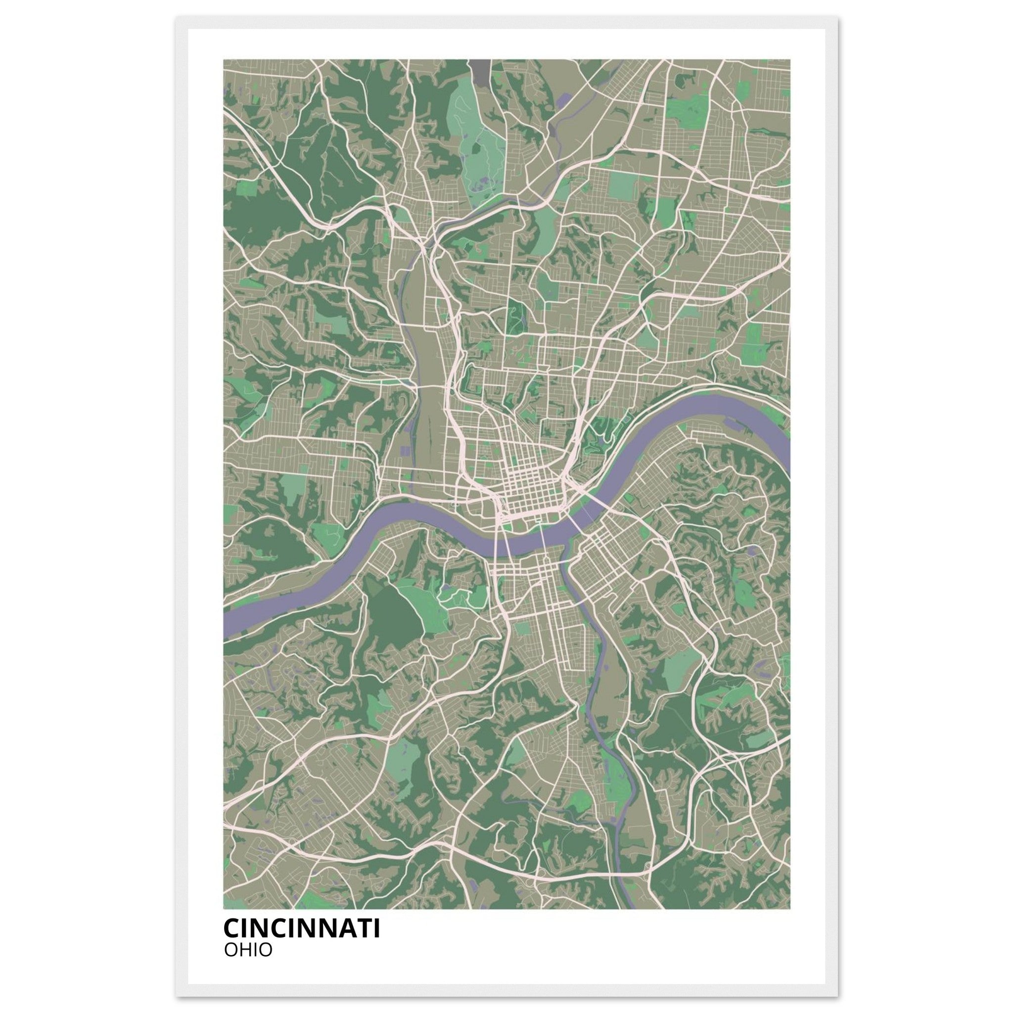 cincinnati map poster print