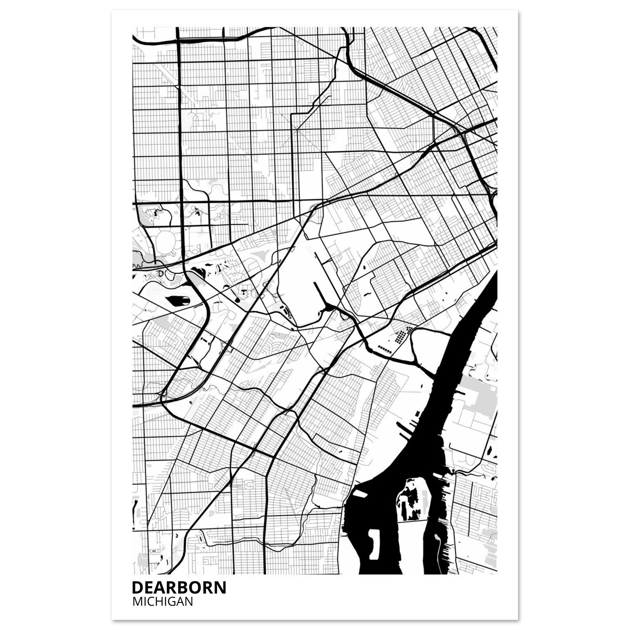 Dearborn Michigan City Map Poster | Custom Map Art Print - Ink And Atlas
