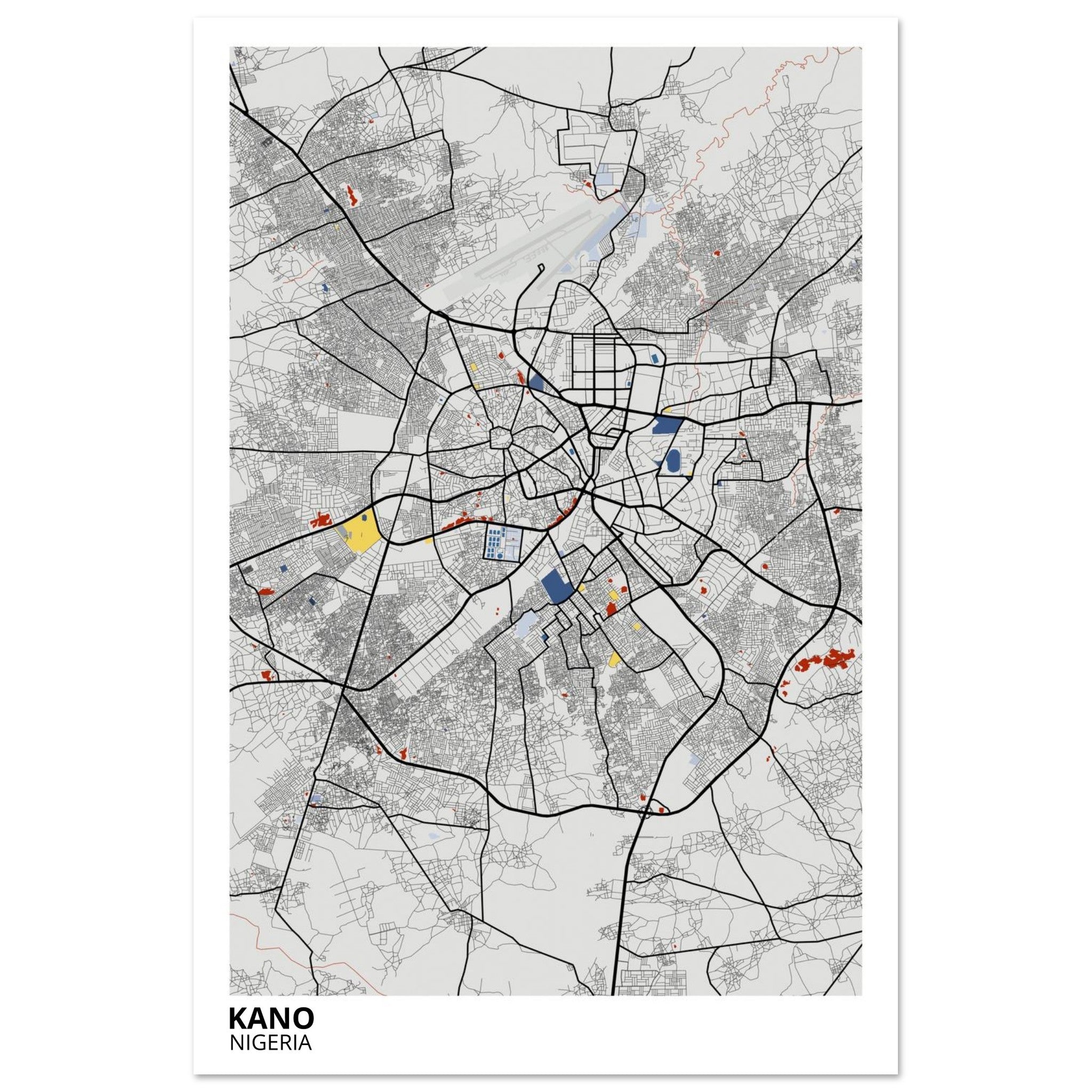 Kano Nigeria City Map Poster | Custom Map Art Print - Ink And Atlas