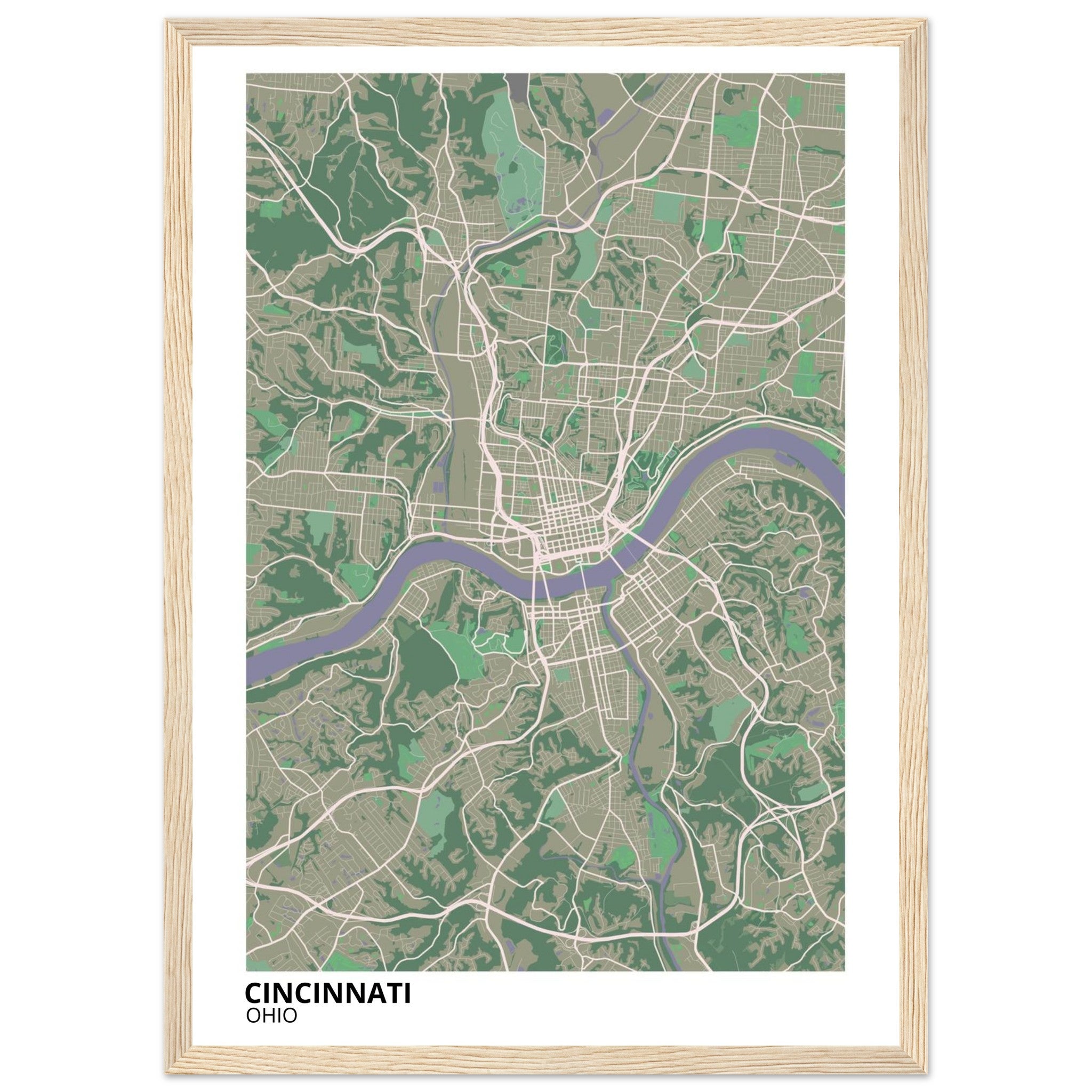 cincinnati map poster print