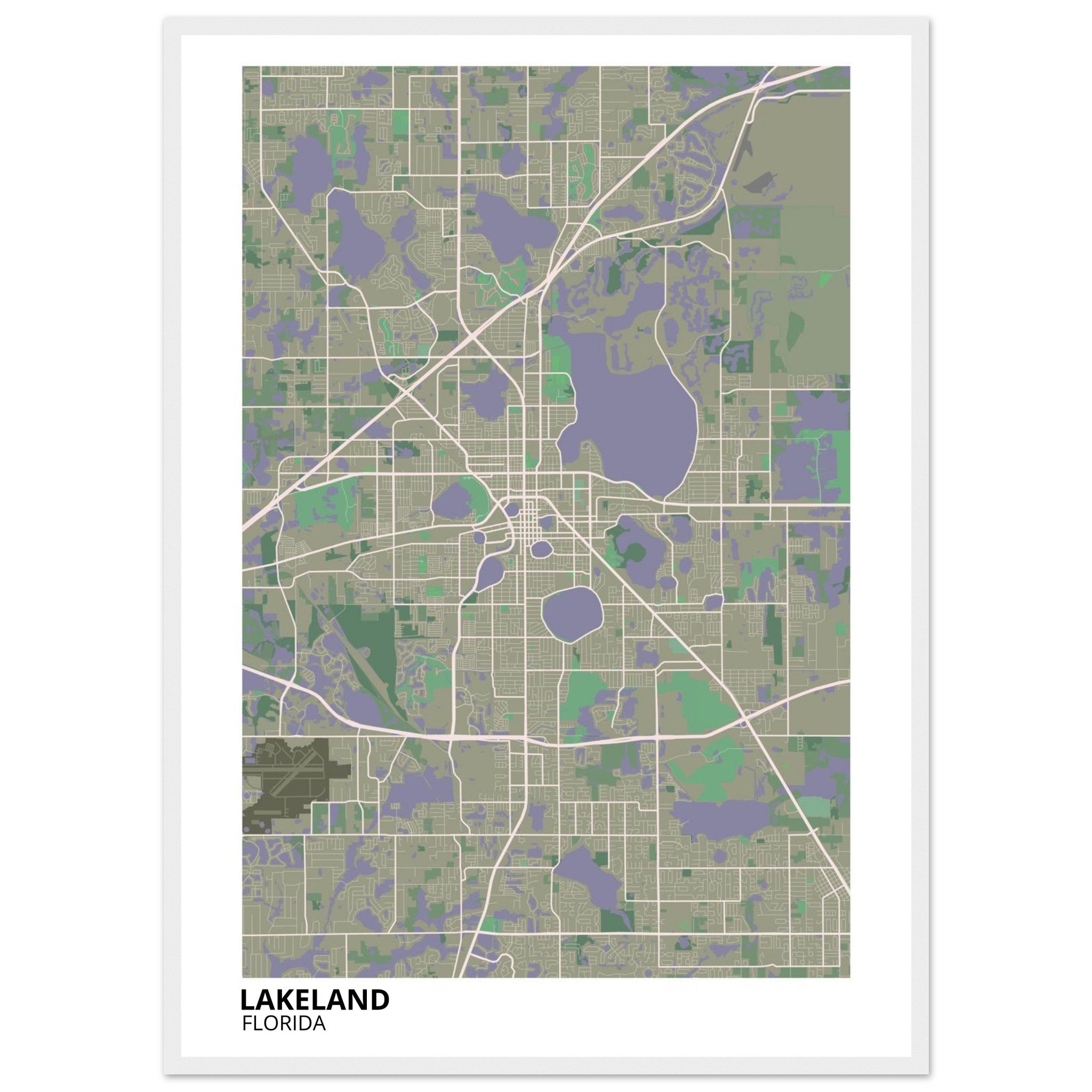 Lakeland Florida City Map Poster | Custom Map Art Print - Ink And Atlas
