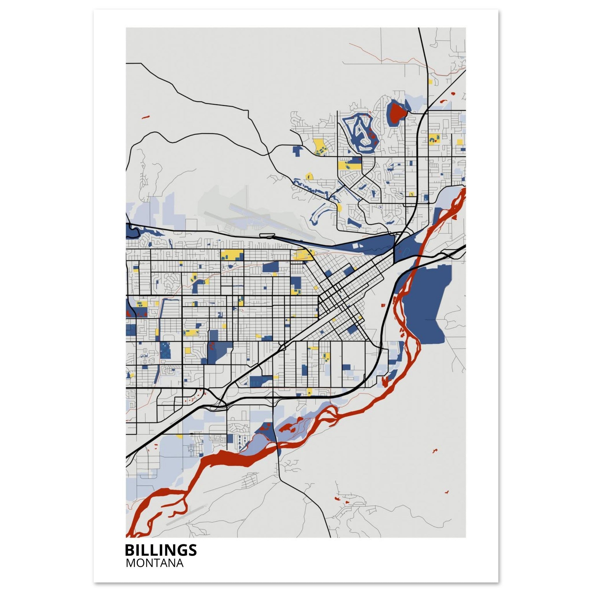 Billings Montana City Map Poster | Custom Map Art Print - Ink And Atlas