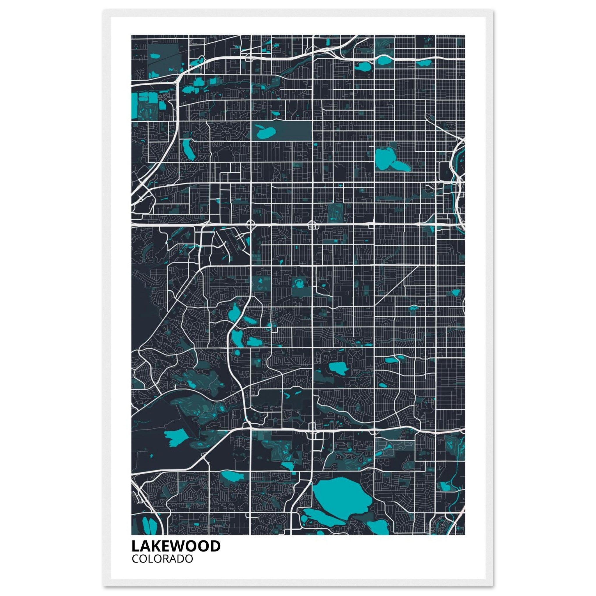Lakewood Colorado City Map Poster | Custom Map Art Print - Ink And Atlas