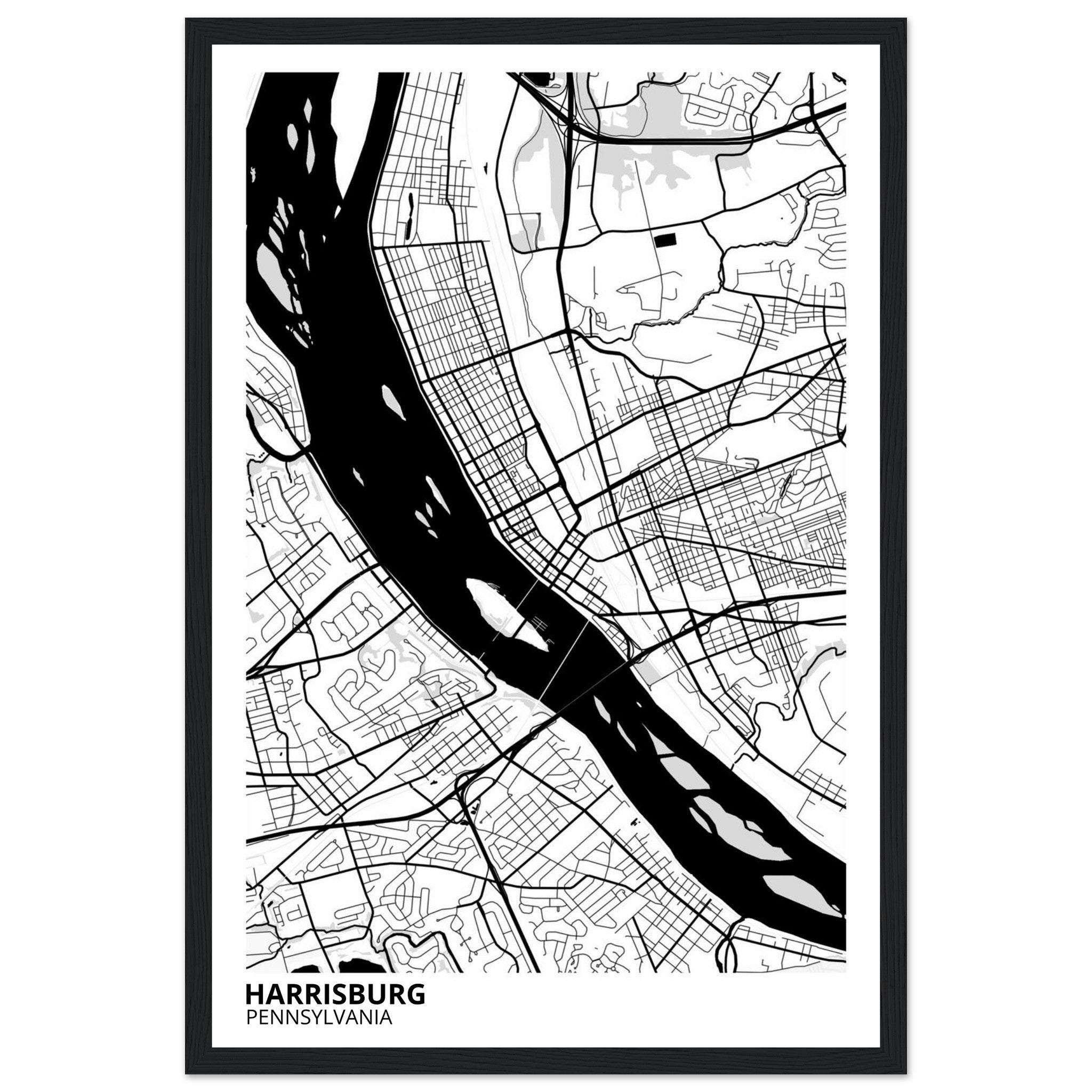 harrisburg map poster print
