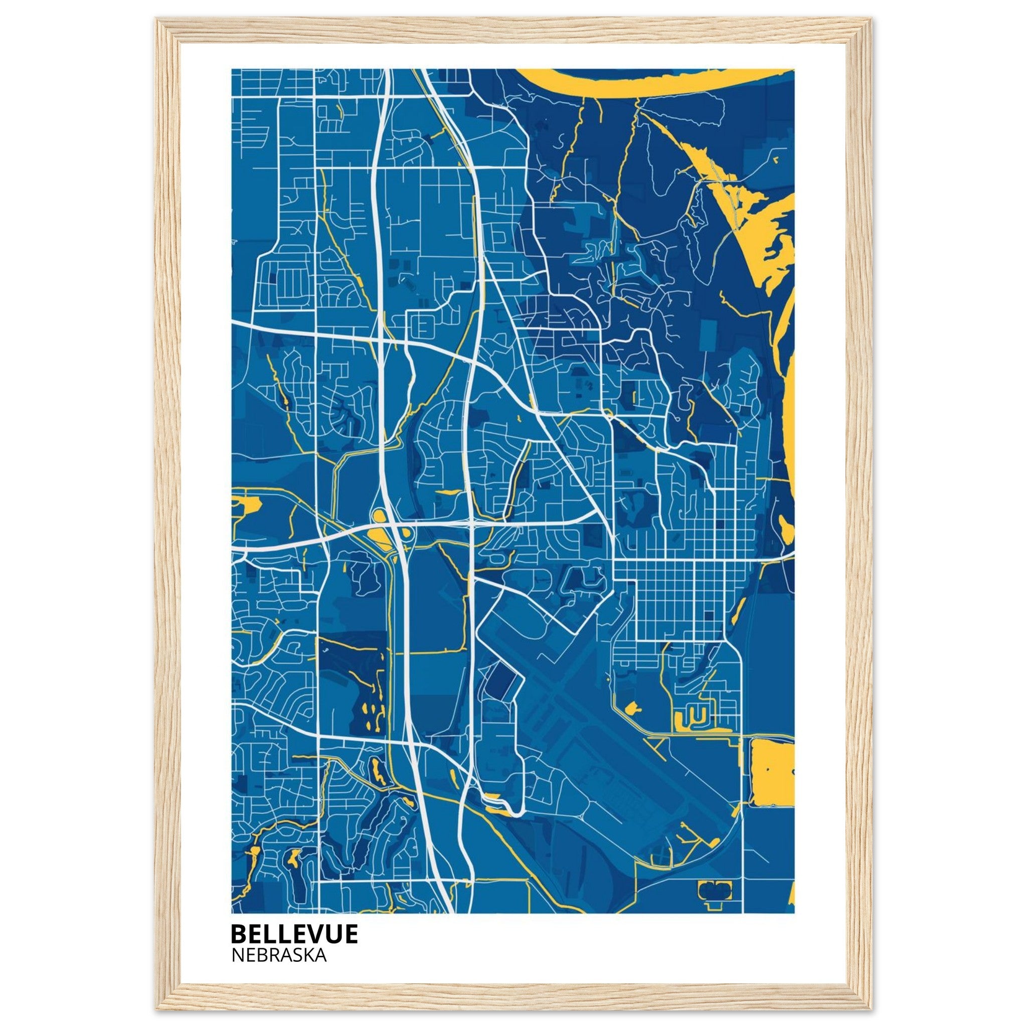 Bellevue Nebraska City Map Poster | Custom Map Art Print - Ink And Atlas