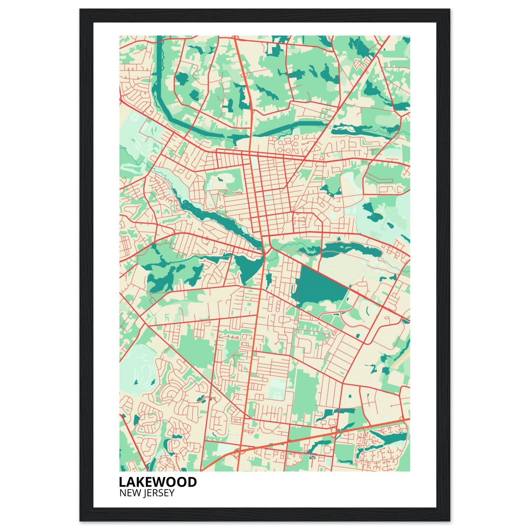 Lakewood New Jersey City Map Poster | Custom Map Art Print - Ink And Atlas