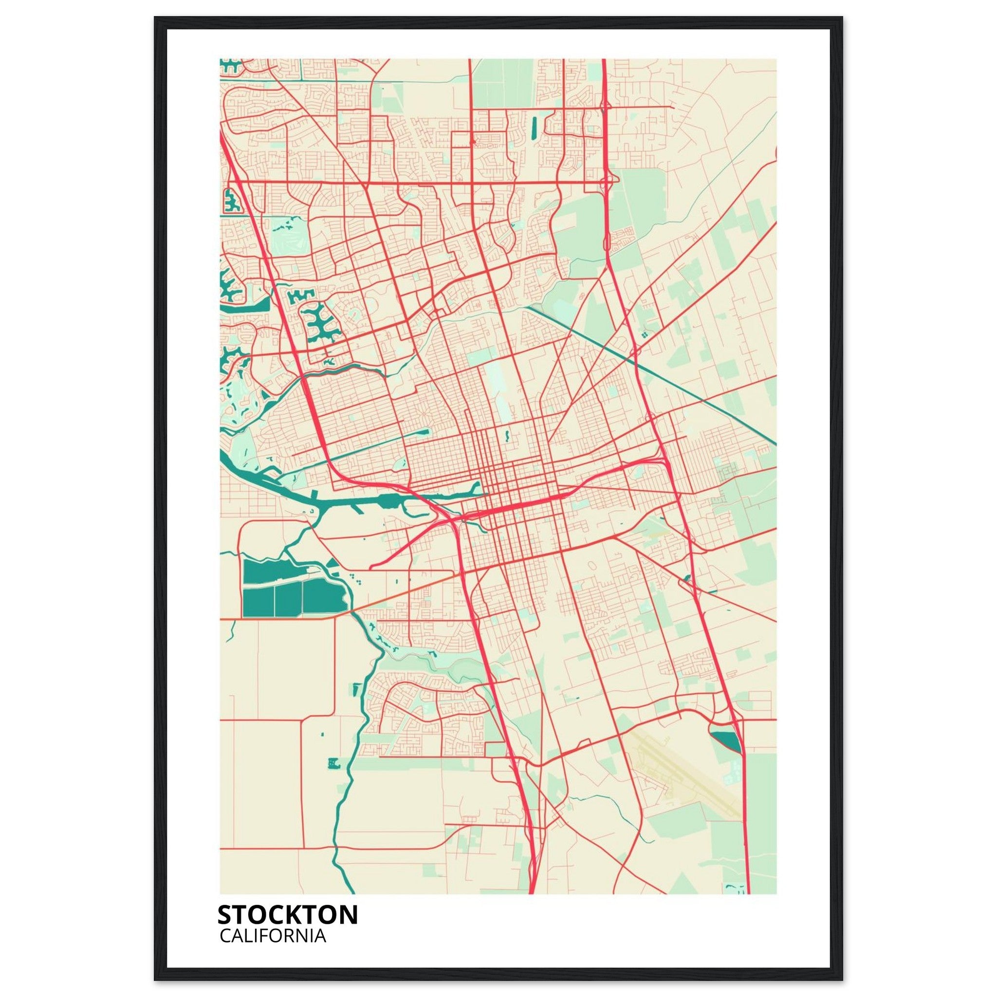 Stockton California City Map Poster | Custom Map Art Print - Ink And Atlas