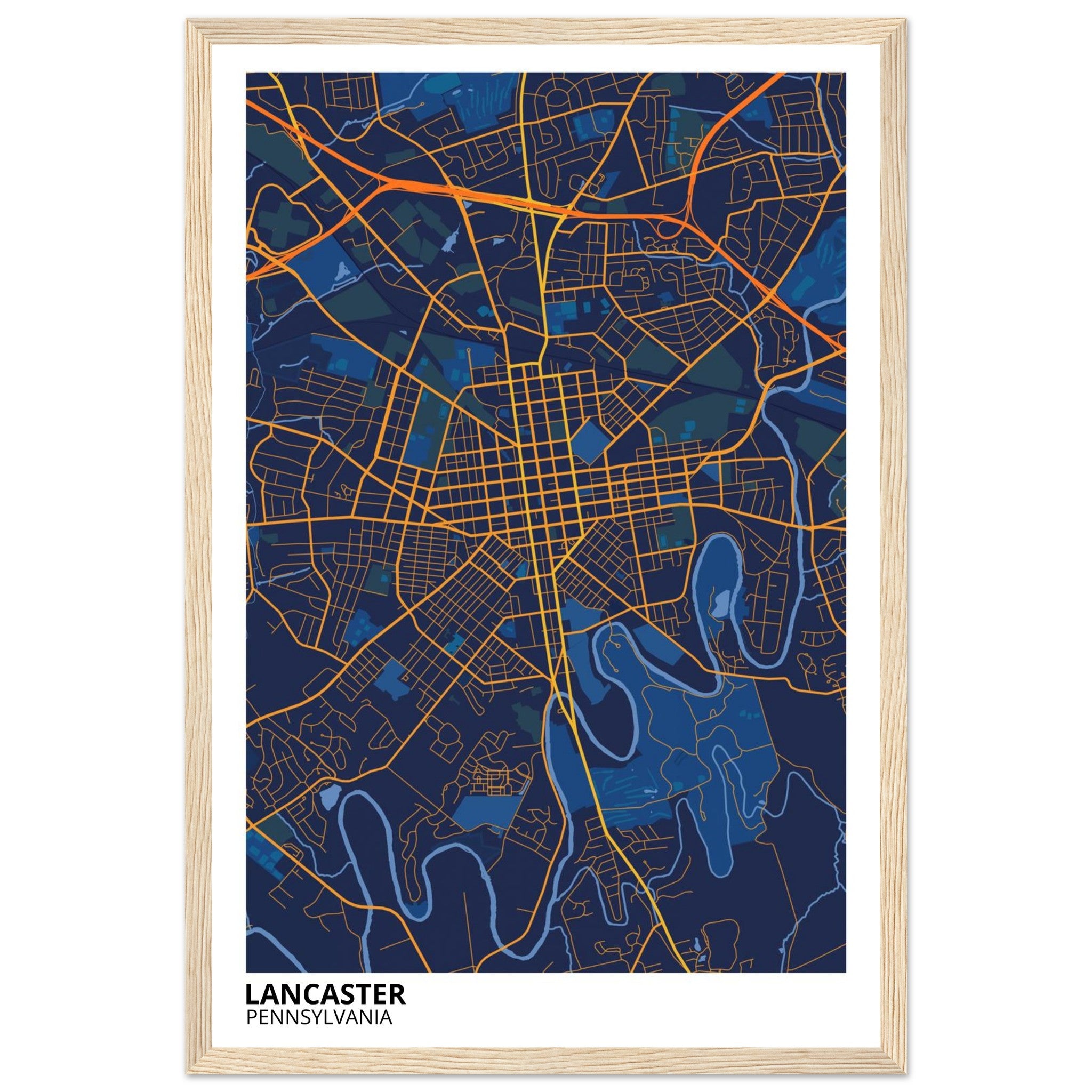 Lancaster Pennsylvania City Map Poster | Custom Map Art Print - Ink And Atlas
