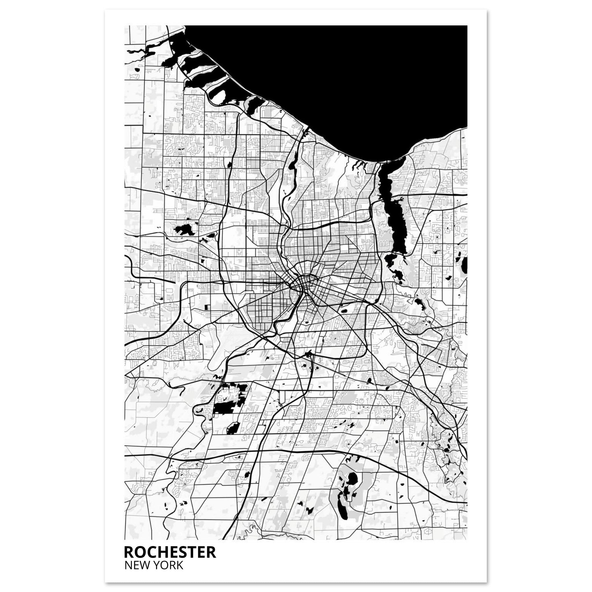 rochester map poster print
