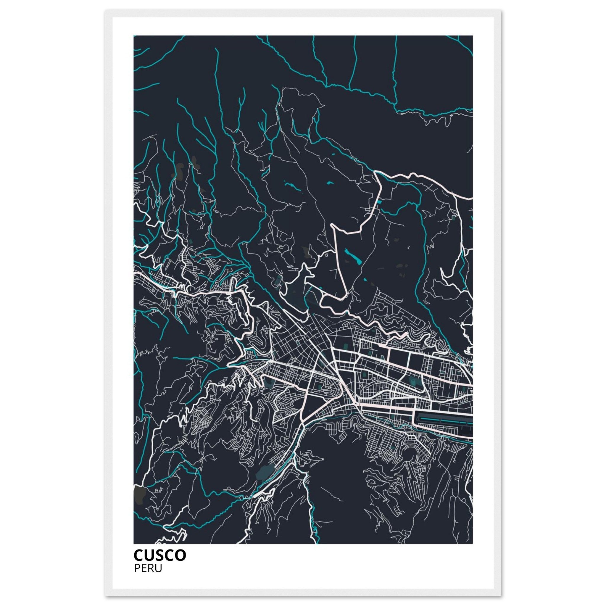 Cusco Peru City Map Poster | Custom Map Art Print - Ink And Atlas
