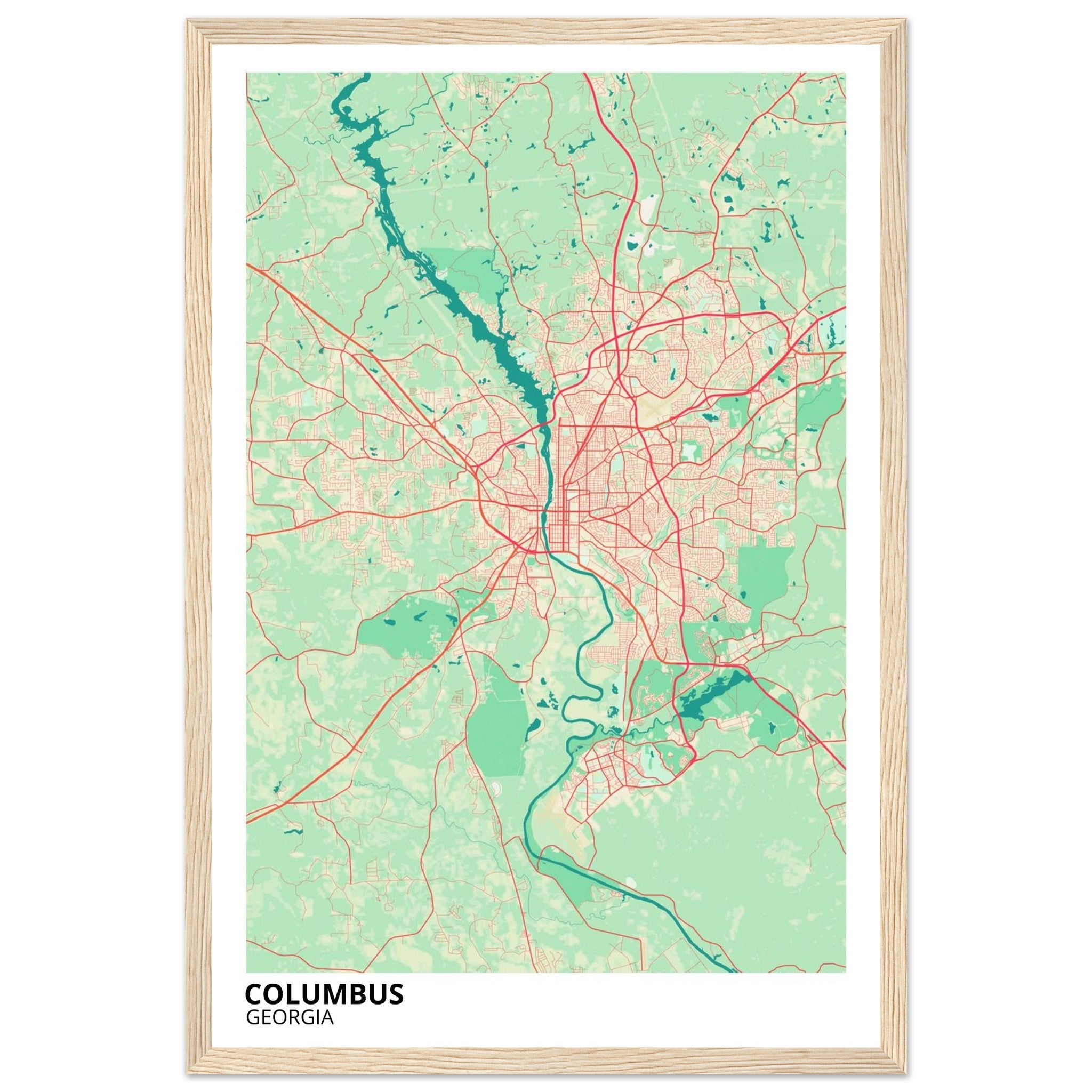 Columbus Georgia City Map Poster | Custom Map Art Print - Ink And Atlas