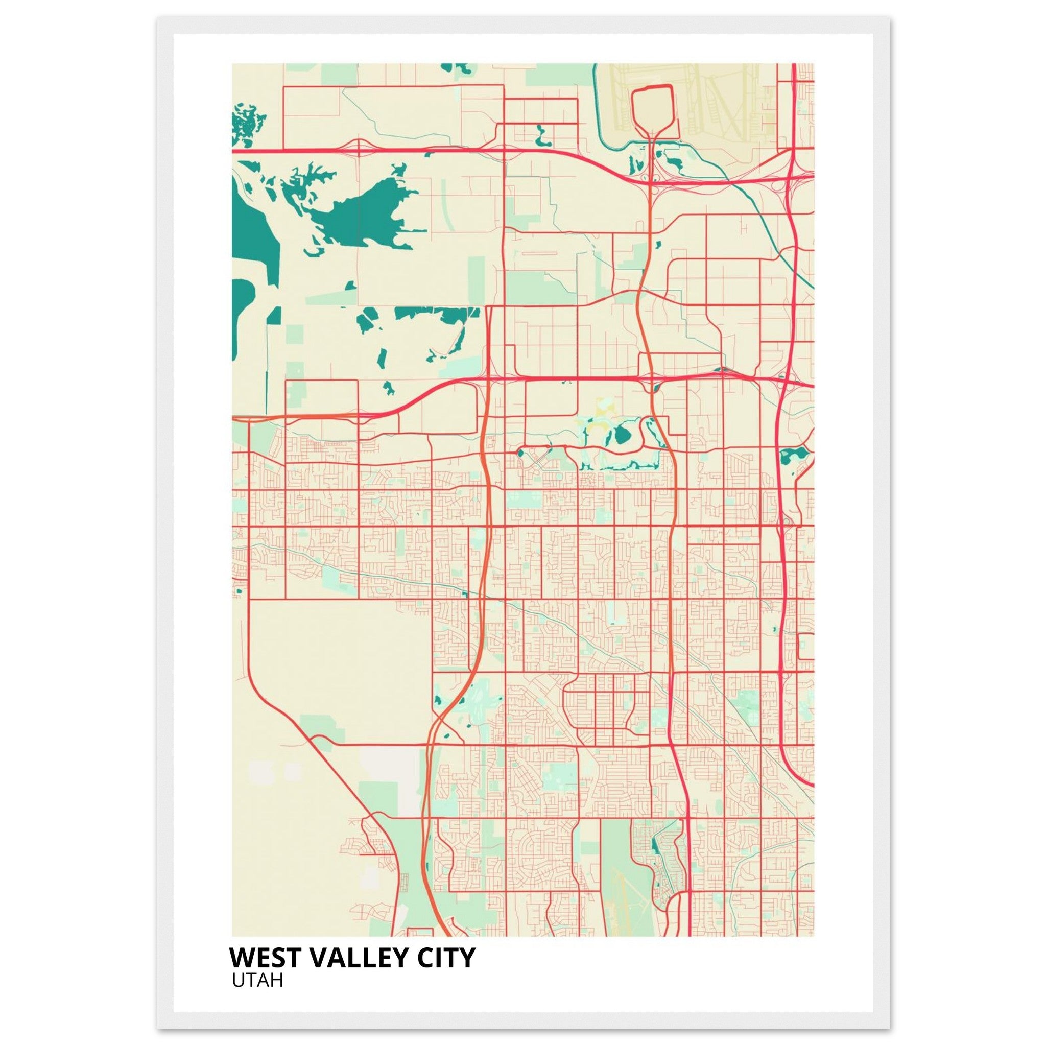 West Valley City Utah City Map Poster | Custom Map Art Print - Ink And Atlas