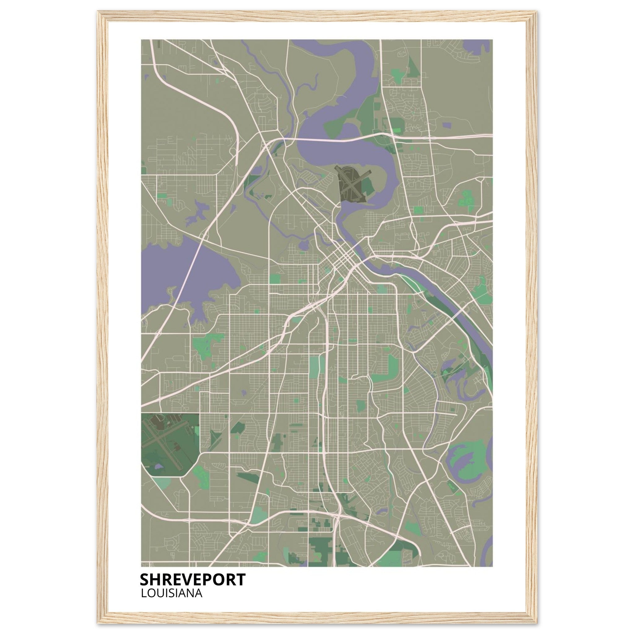 Shreveport Louisiana City Map Poster | Custom Map Art Print - Ink And Atlas