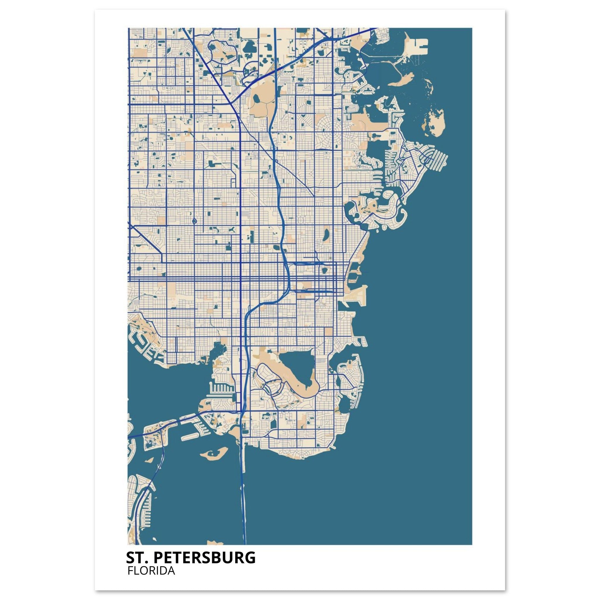 st petersburg florida map poster print