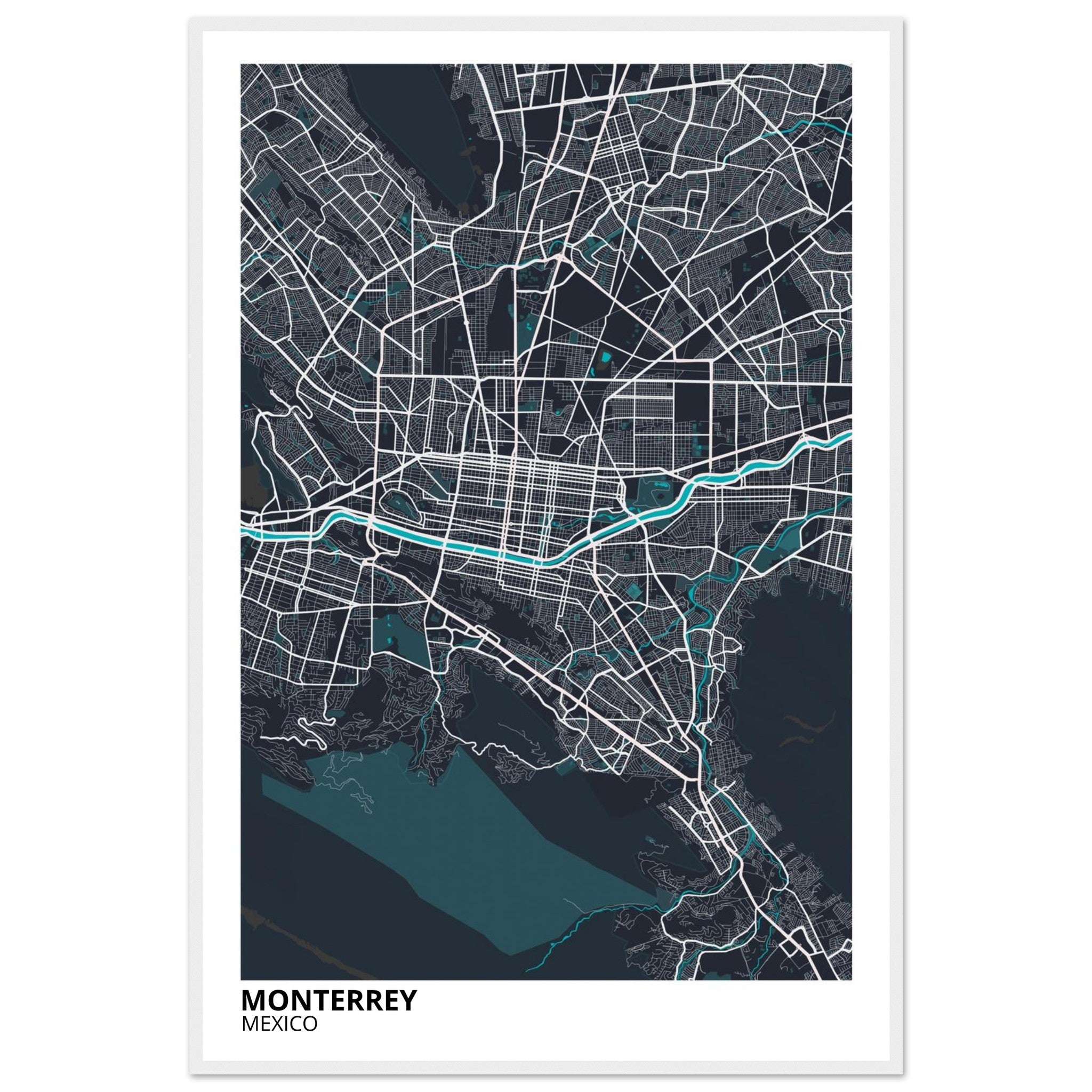 Monterrey Mexico City Map Poster | Custom Map Art Print - Ink And Atlas