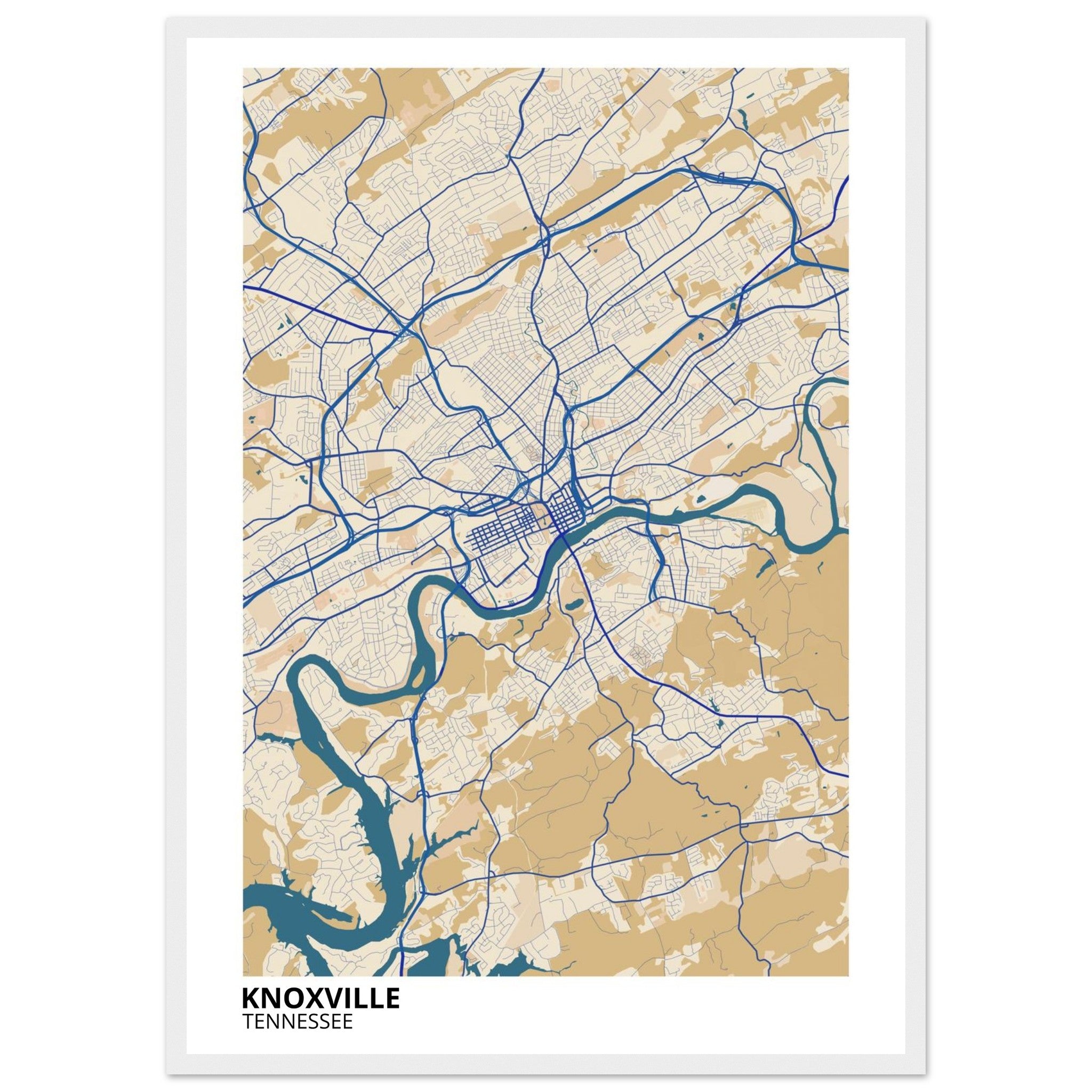 knoxville map poster print