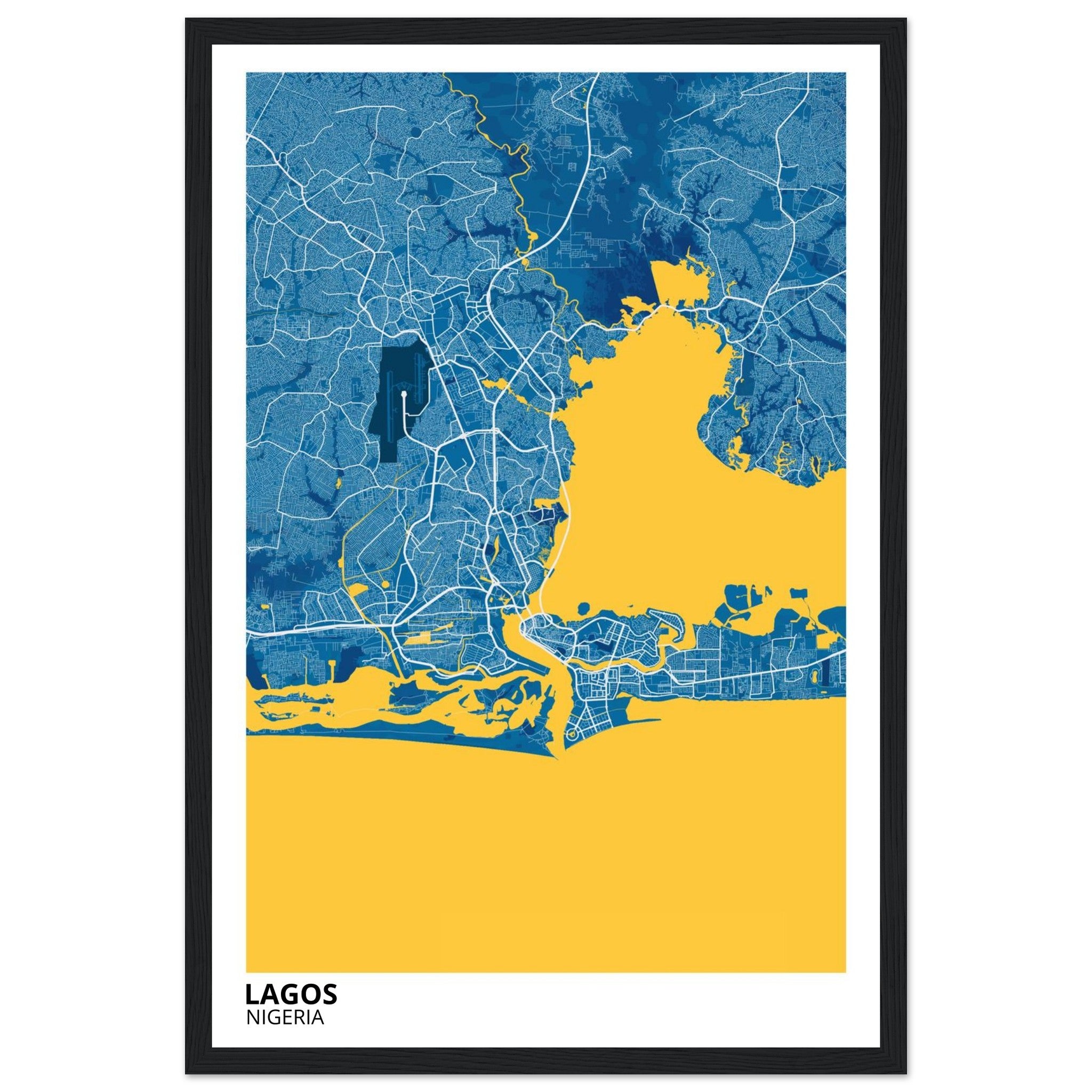lagos nigeria map poster print