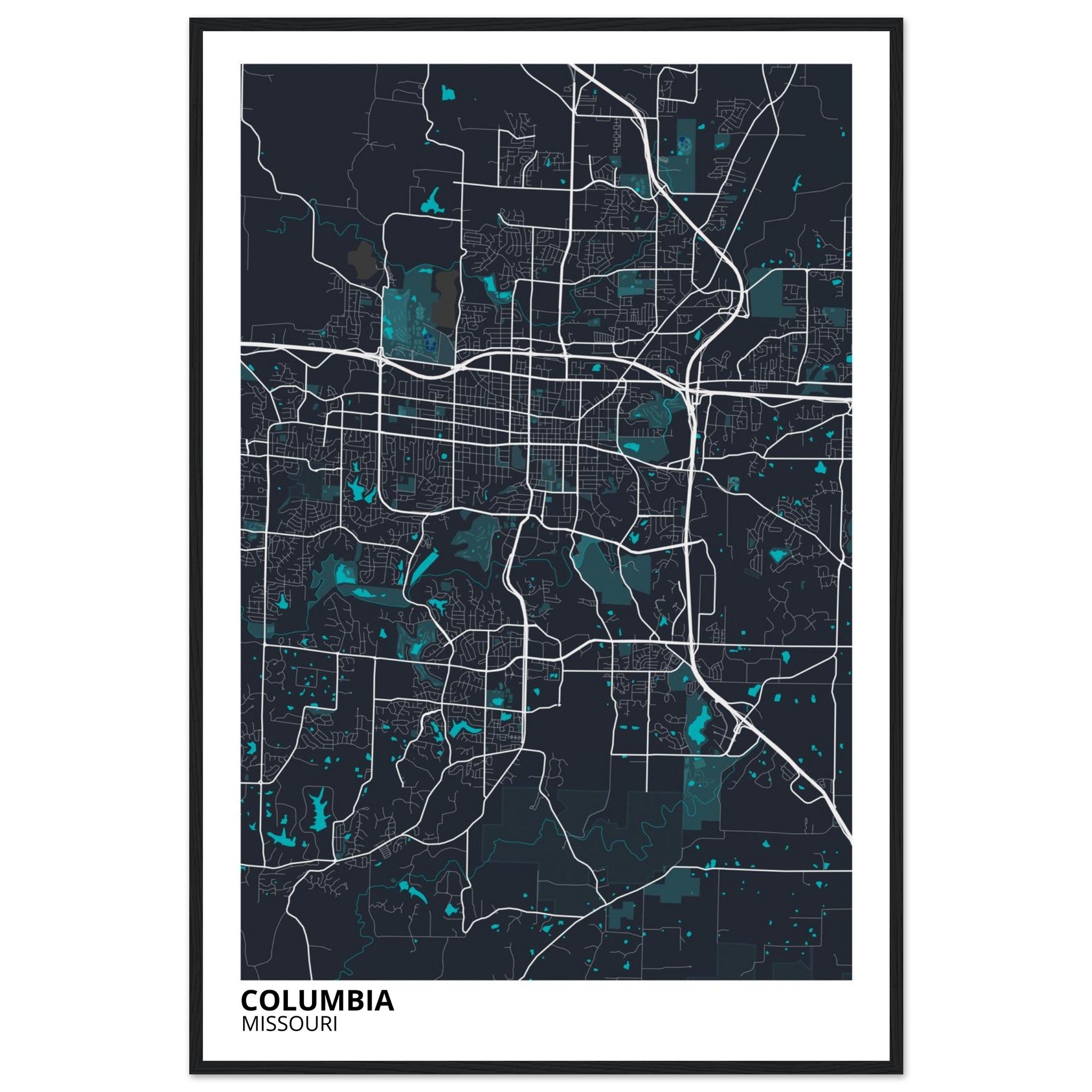 Columbia Missouri City Map Poster | Custom Map Art Print - Ink And Atlas