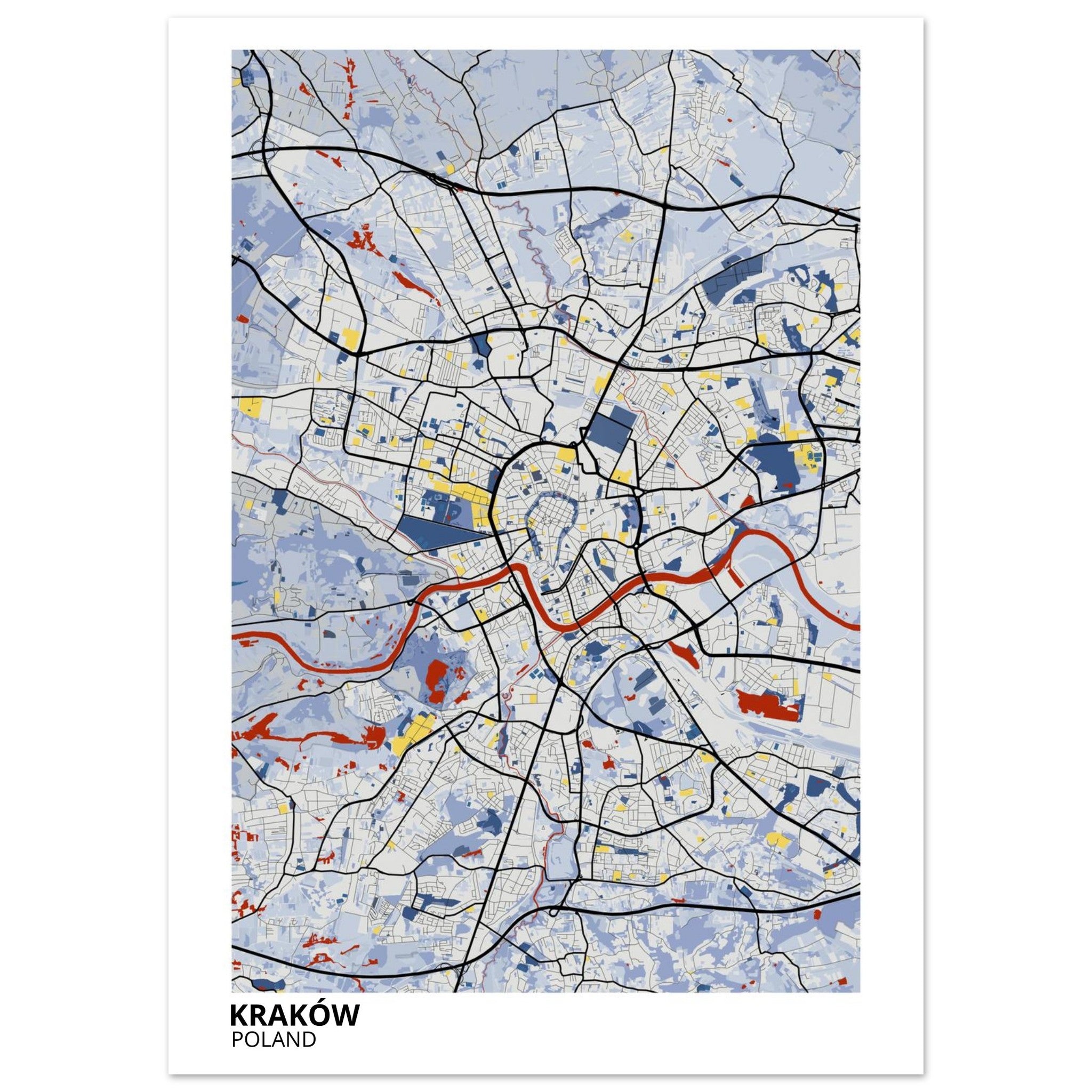 Krakow Poland City Map Poster | Custom Map Art Print - Ink And Atlas