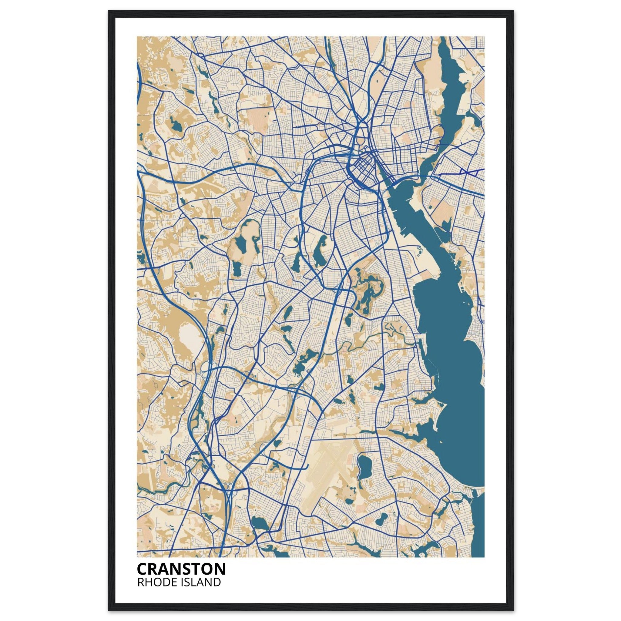 Cranston Rhode Island City Map Poster | Custom Map Art Print - Ink And Atlas