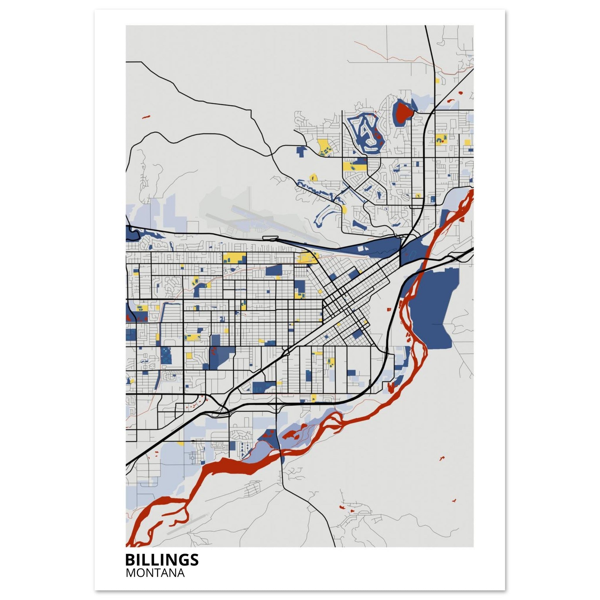 Billings Montana City Map Poster | Custom Map Art Print - Ink And Atlas
