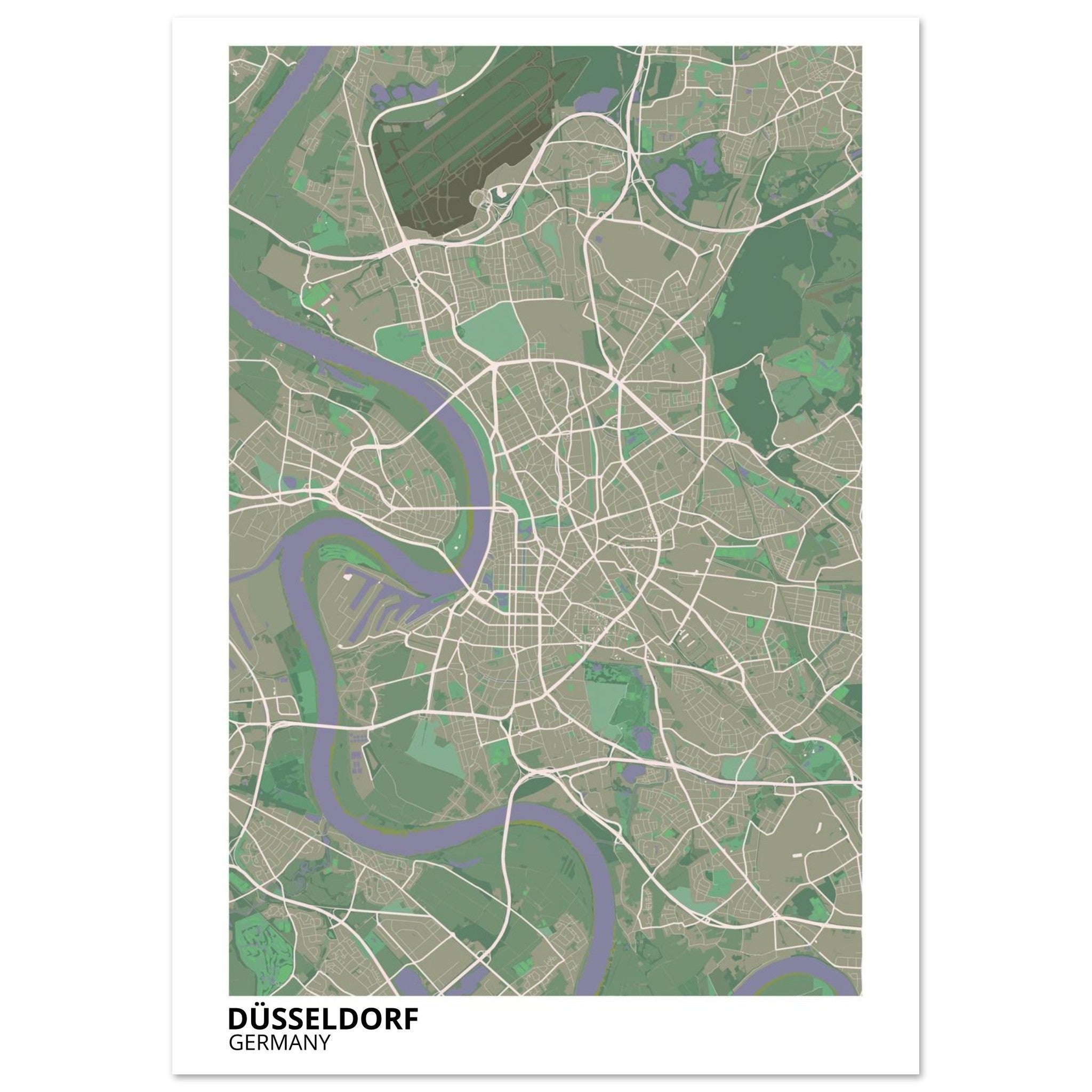 Düsseldorf Germany City Map Poster | Custom Map Art Print - Ink And Atlas
