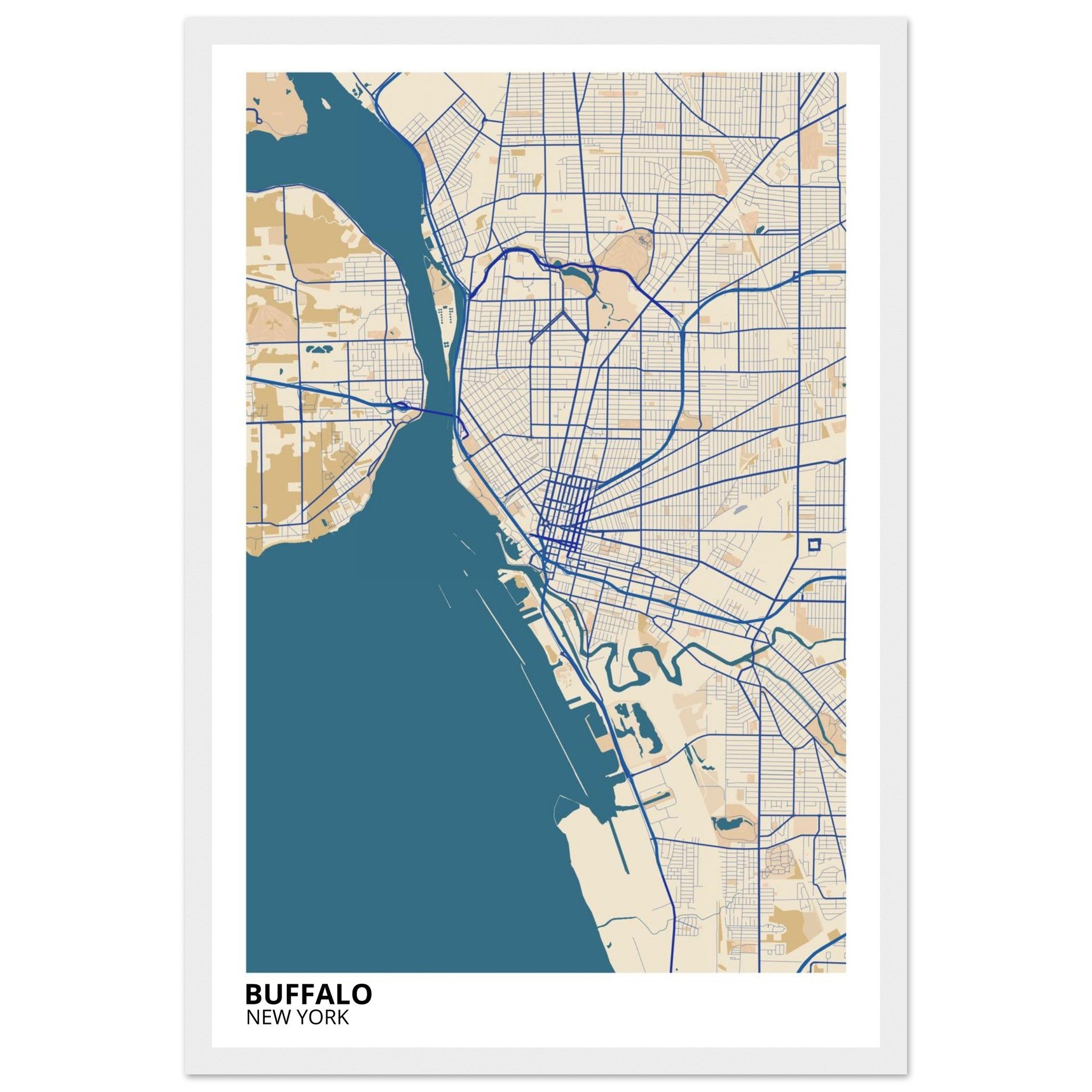 buffalo map poster print