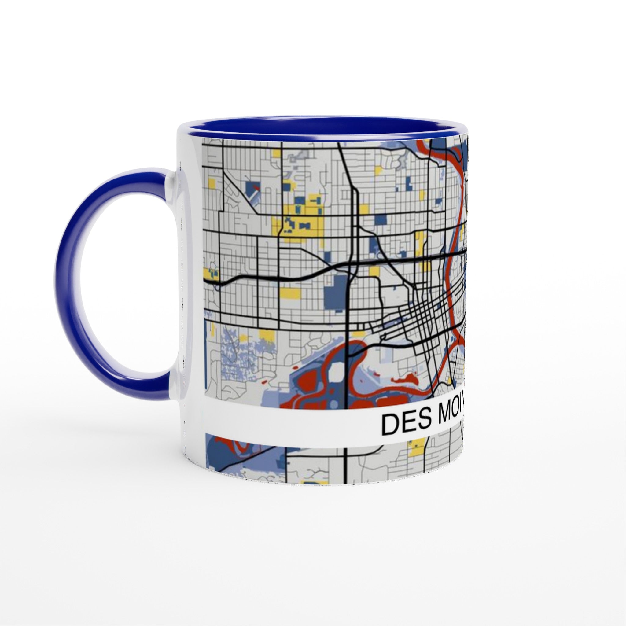 Des Moines Iowa Modern City Map Mug (11oz) - Ink And Atlas