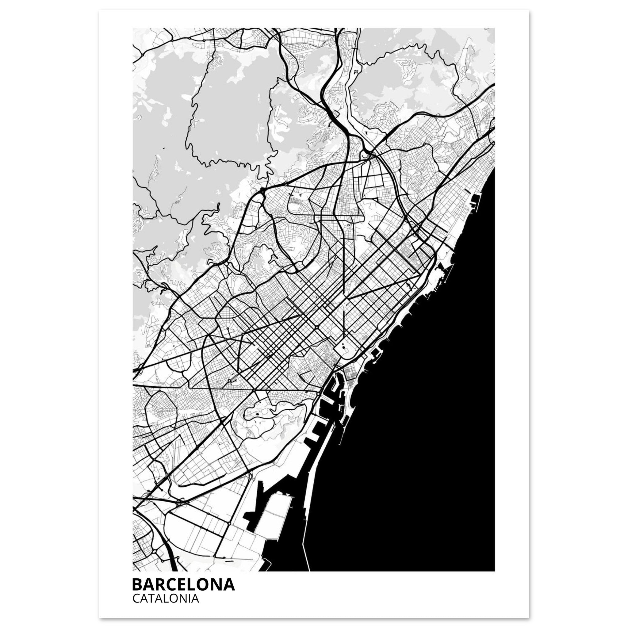 Barcelona Spain City Map Poster | Custom Map Art Print - Ink And Atlas