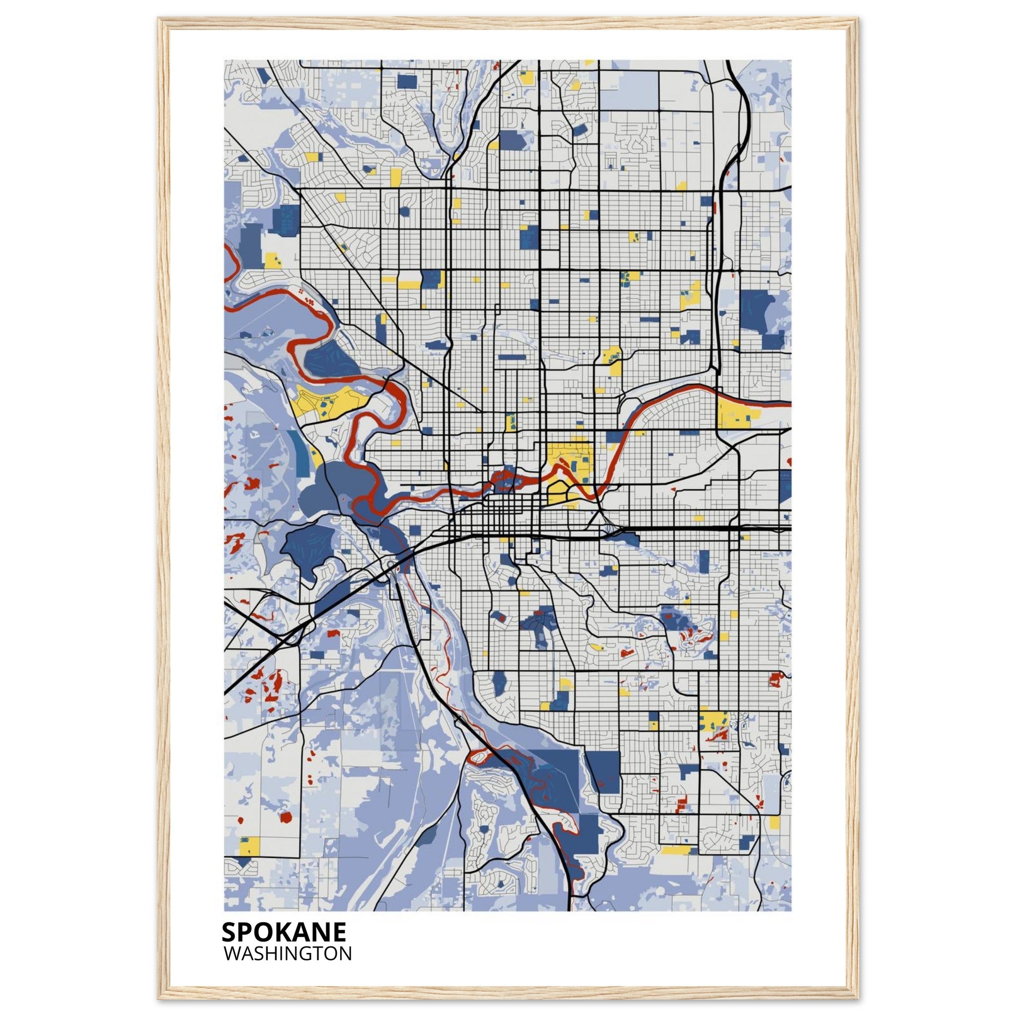 spokane map poster print