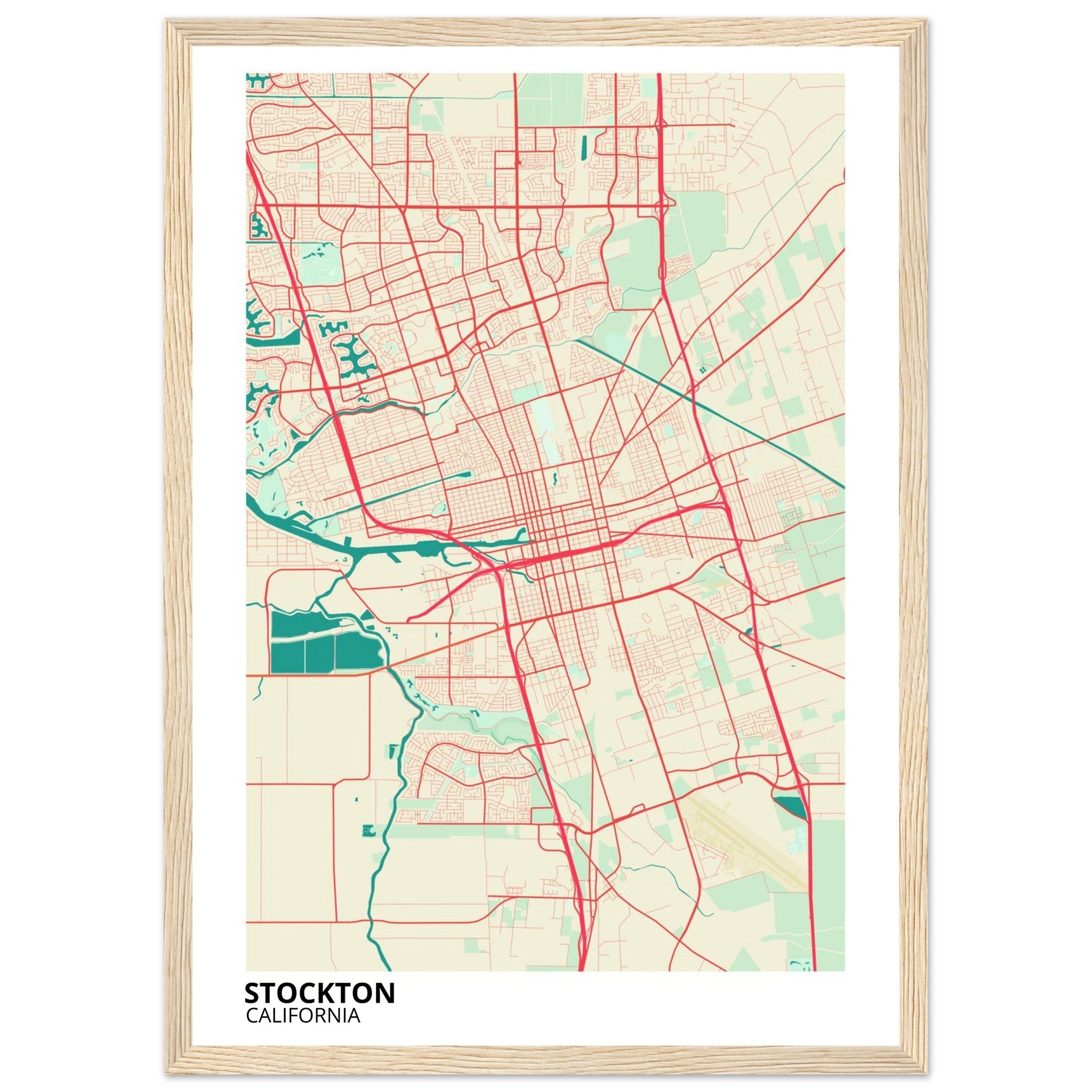 Stockton California City Map Poster | Custom Map Art Print - Ink And Atlas