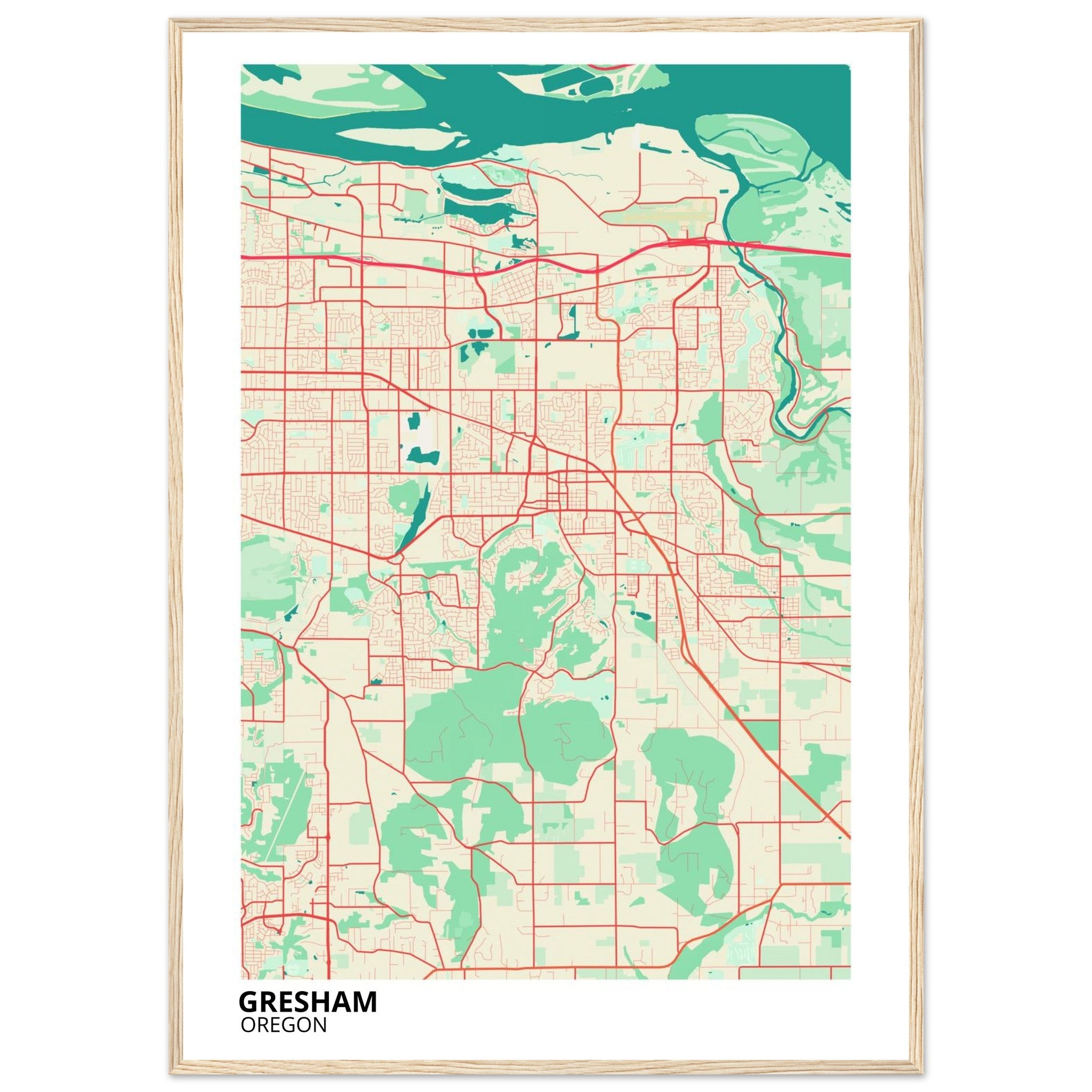 Gresham Oregon City Map Poster | Custom Map Art Print - Ink And Atlas