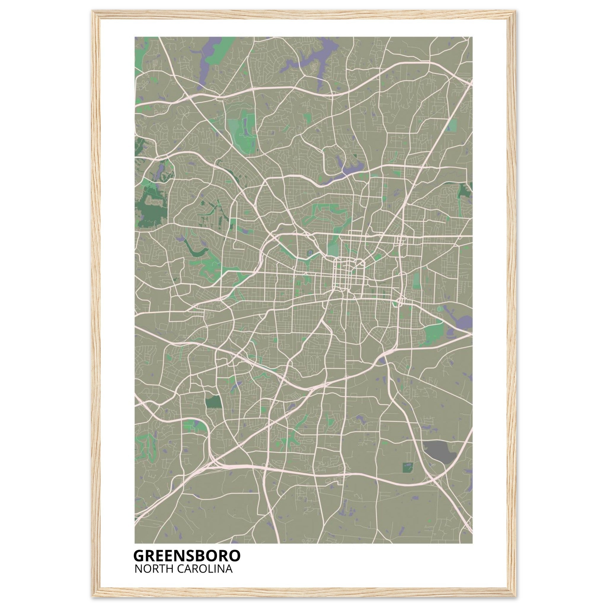 Greensboro North Carolina City Map Poster | Custom Map Art Print - Ink And Atlas