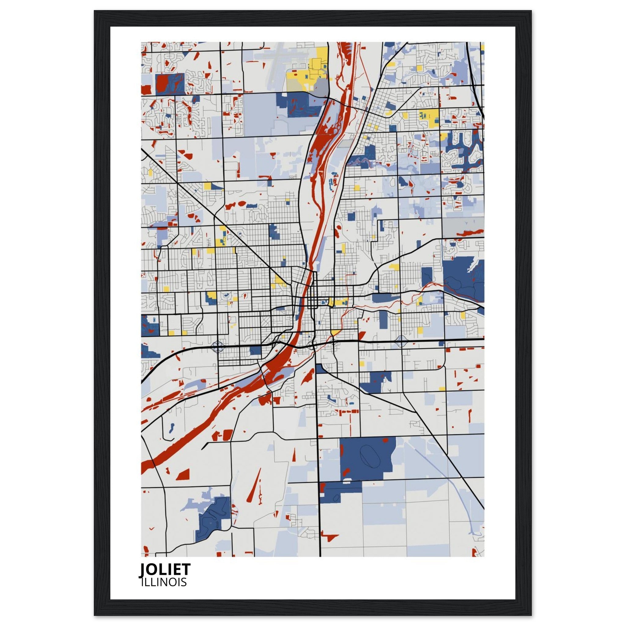 Joliet Illinois City Map Poster | Custom Map Art Print - Ink And Atlas