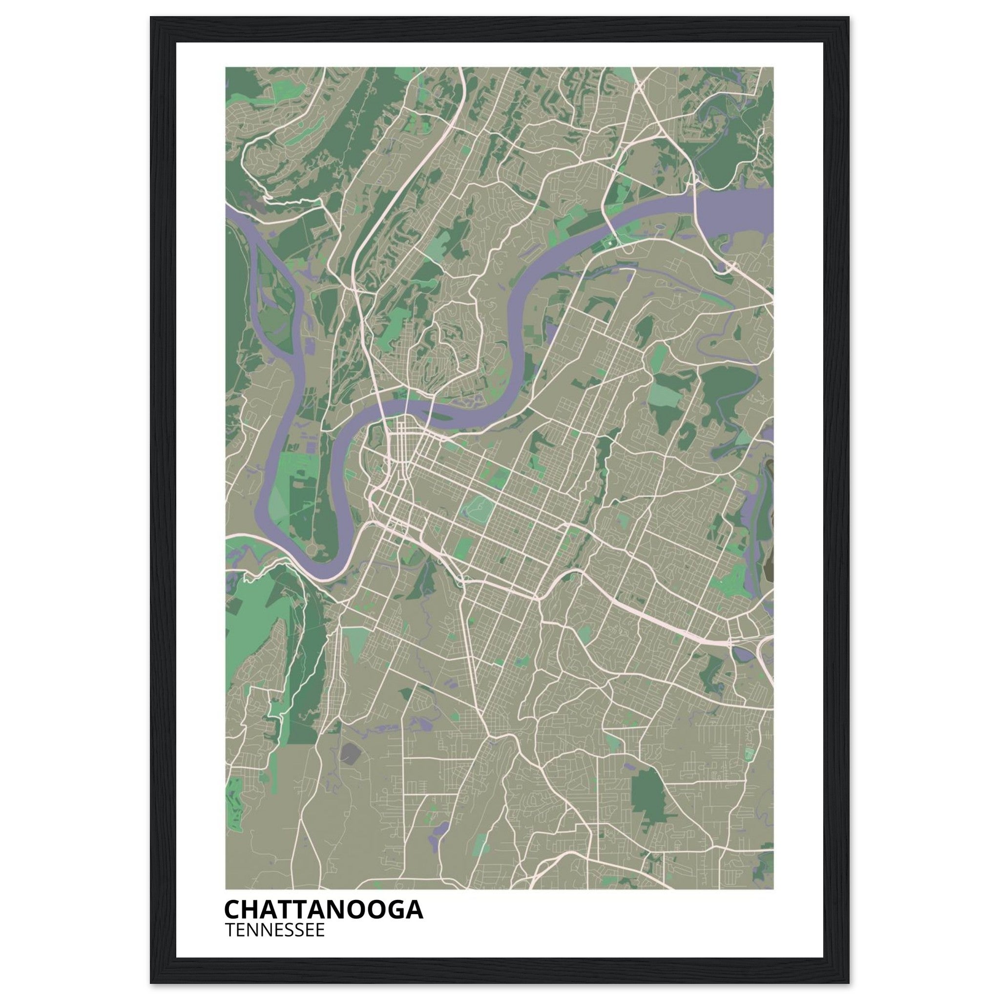 Chattanooga Tennessee City Map Poster | Custom Map Art Print - Ink And Atlas