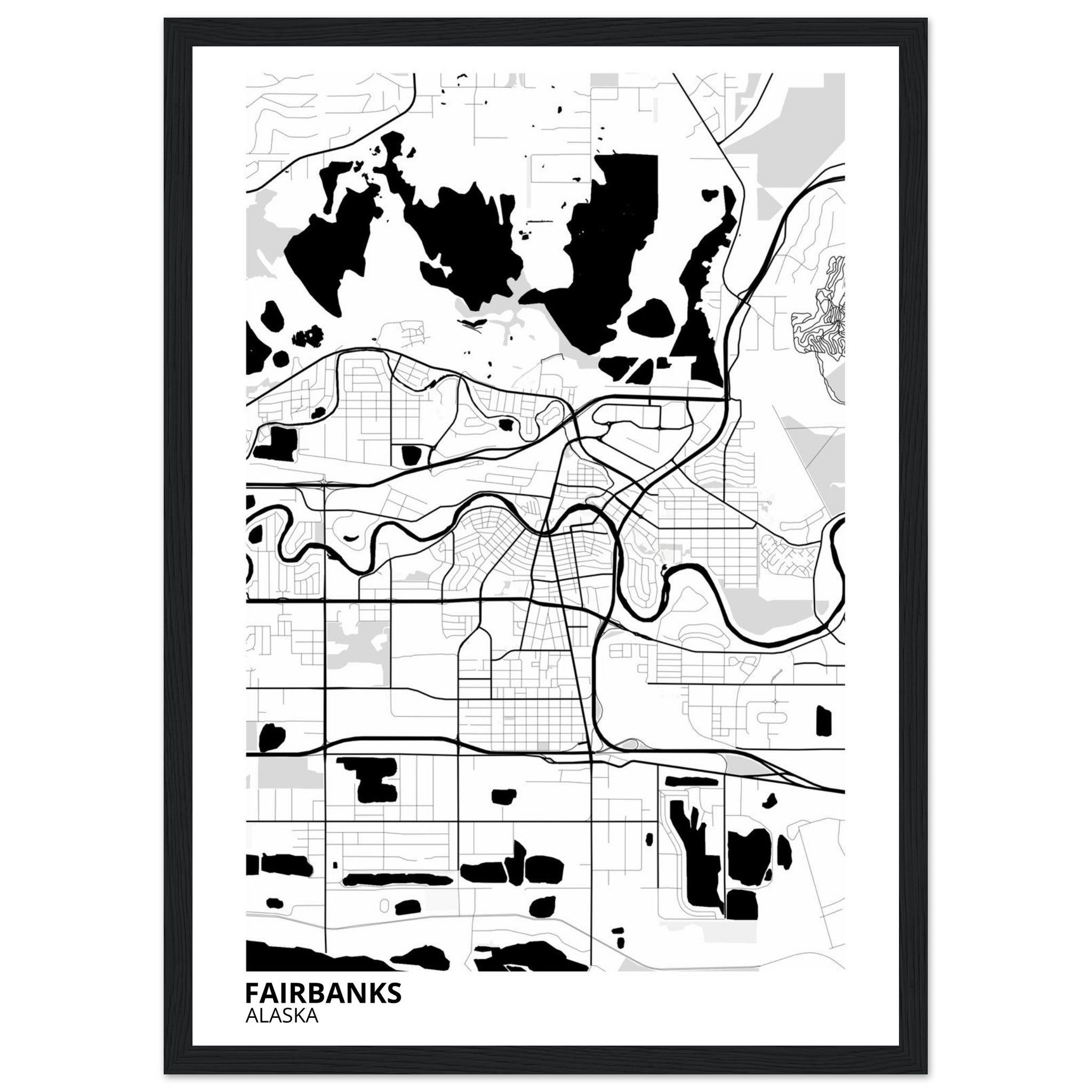 Fairbanks Alaska City Map Poster | Custom Map Art Print - Ink And Atlas