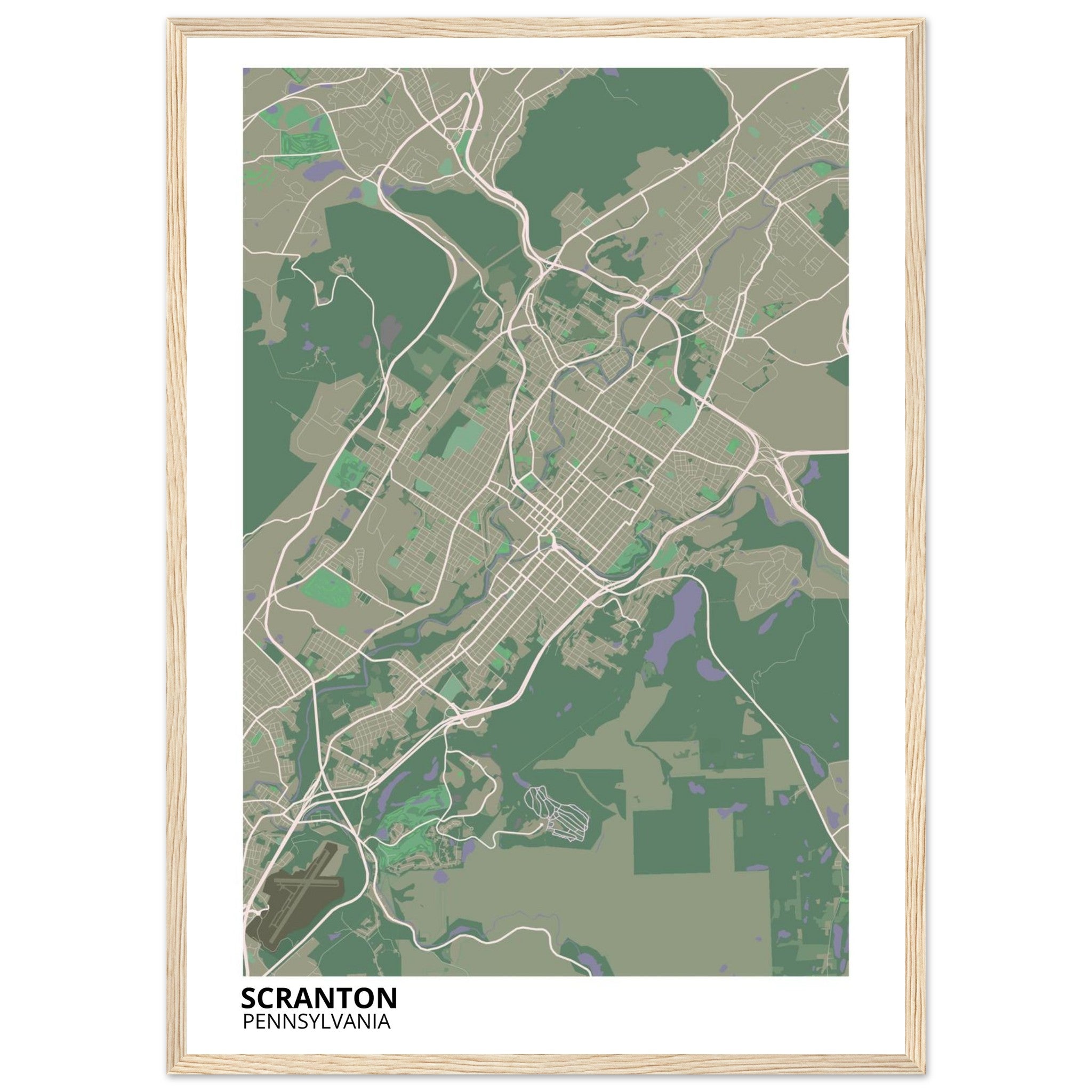 Scranton Pennsylvania City Map Poster | Custom Map Art Print - Ink And Atlas