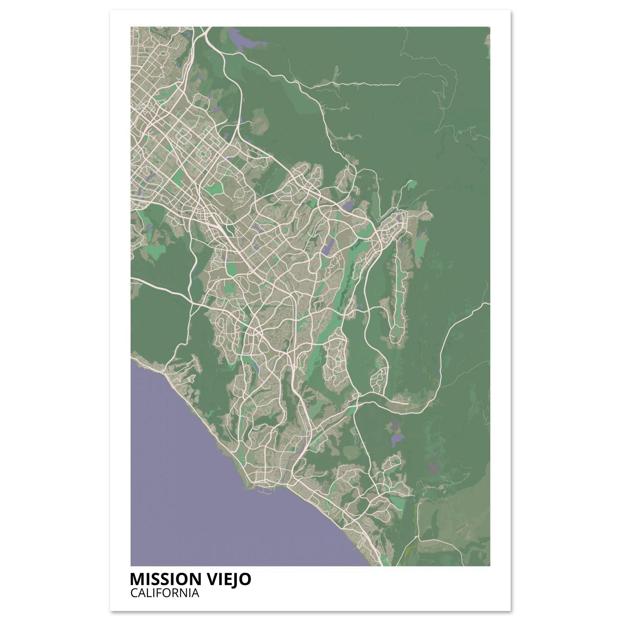 mission viejo map poster print