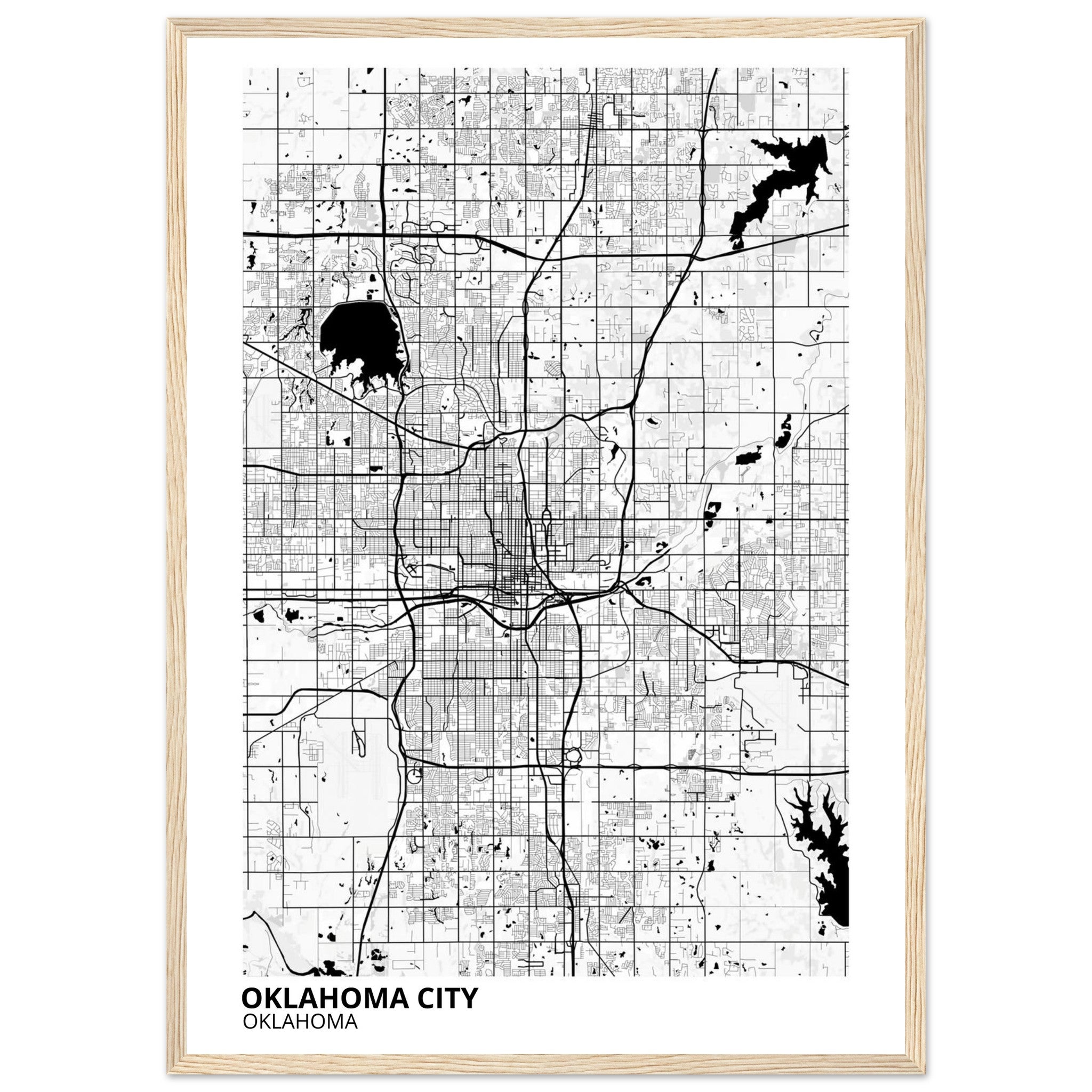oklahoma city map poster print