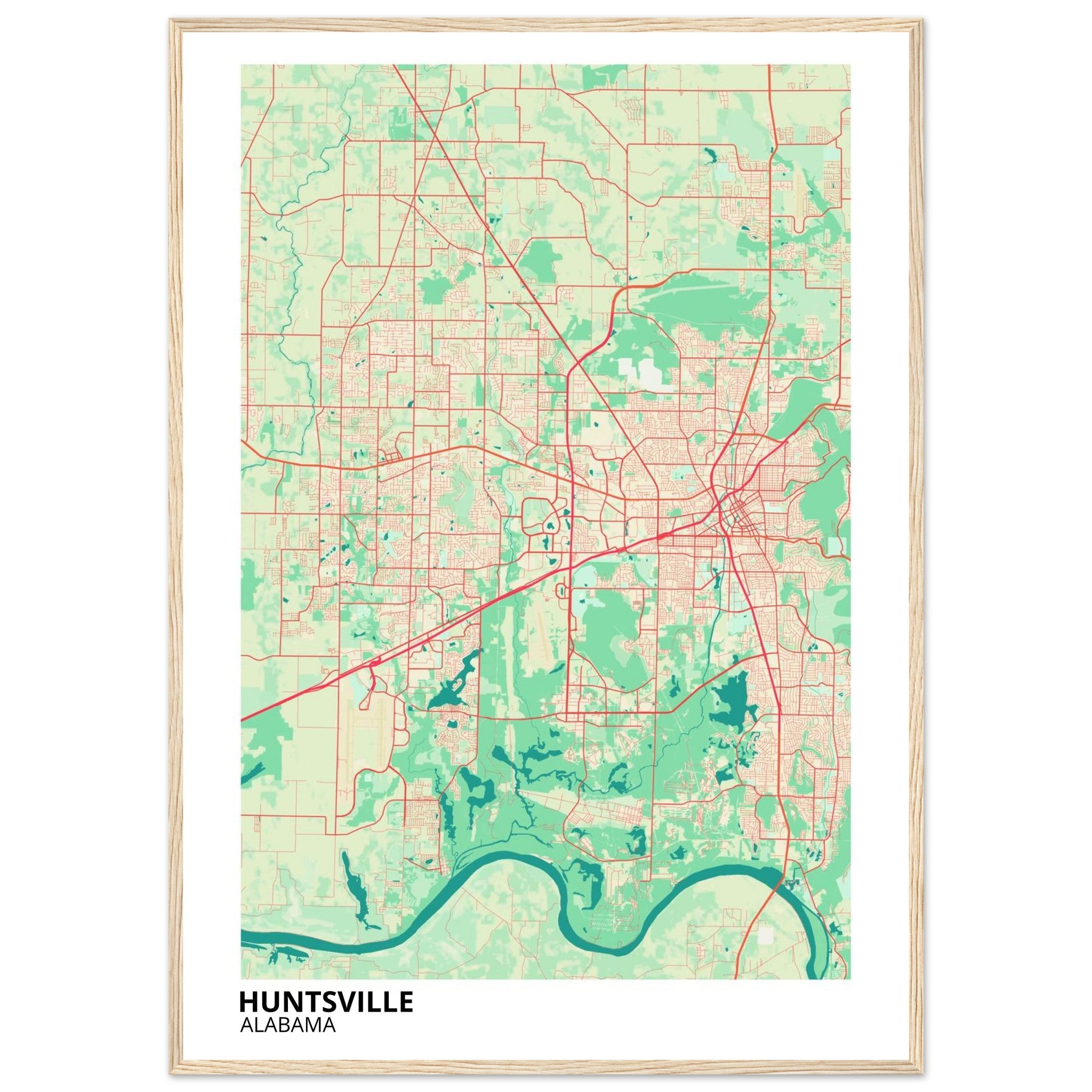 Huntsville Alabama City Map Poster | Custom Map Art Print - Ink And Atlas