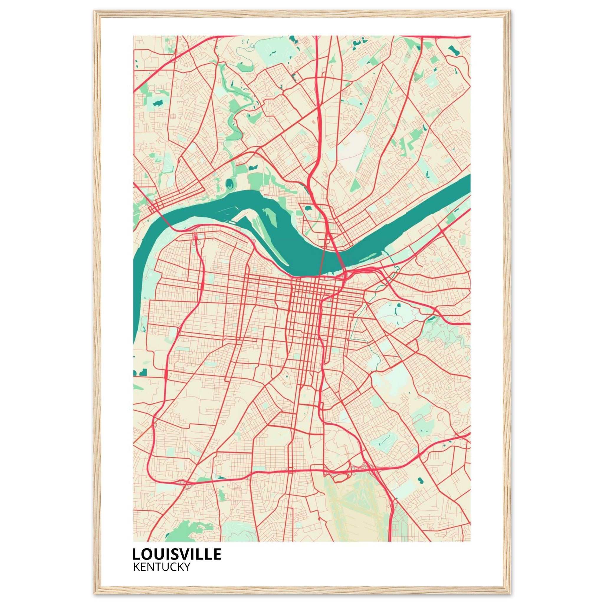 louisville map poster print