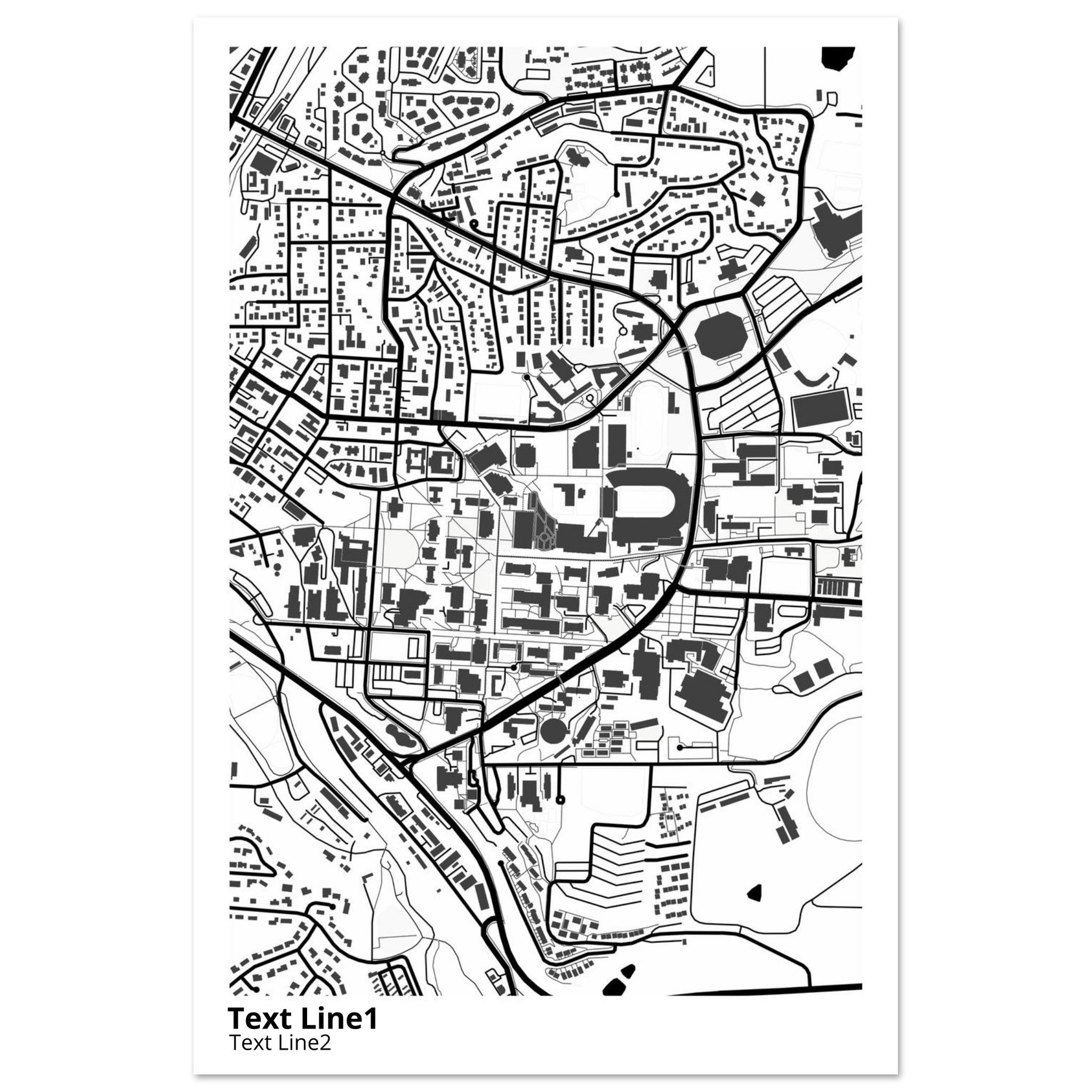 washington state university modern campus map print