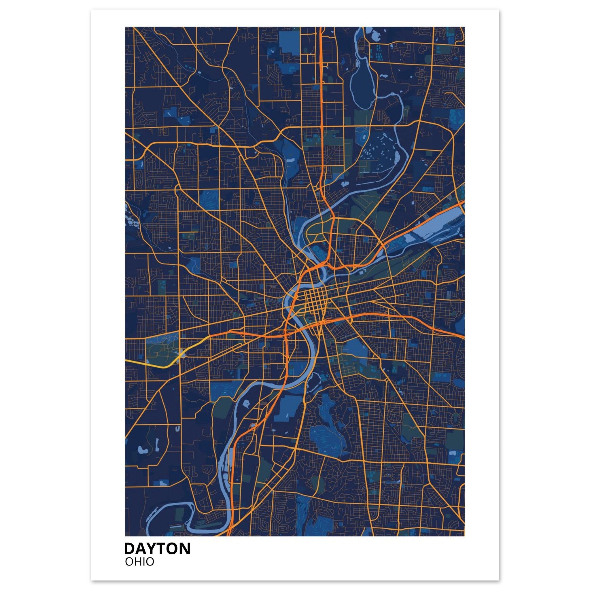 dayton map poster print