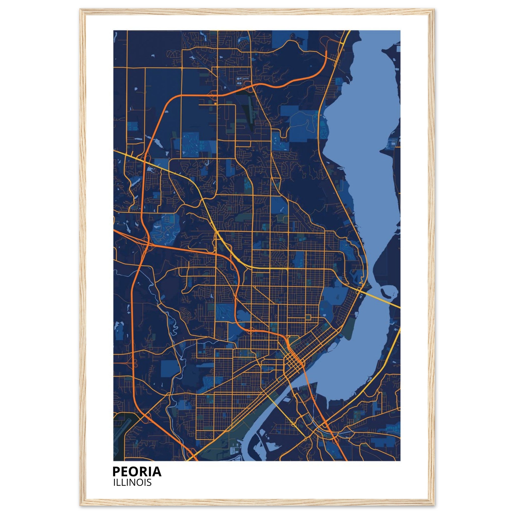 Peoria Illinois City Map Poster | Custom Map Art Print - Ink And Atlas