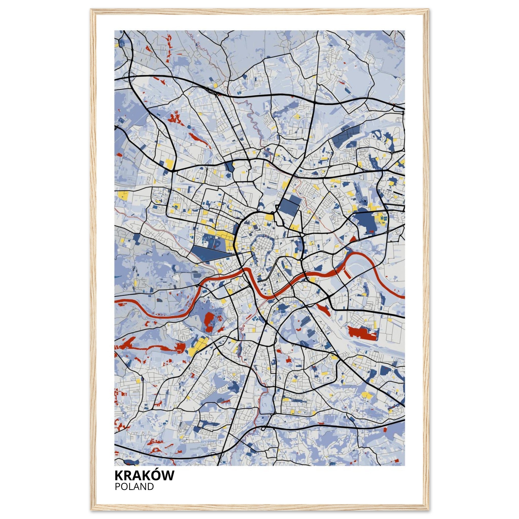 Krakow Poland City Map Poster | Custom Map Art Print - Ink And Atlas