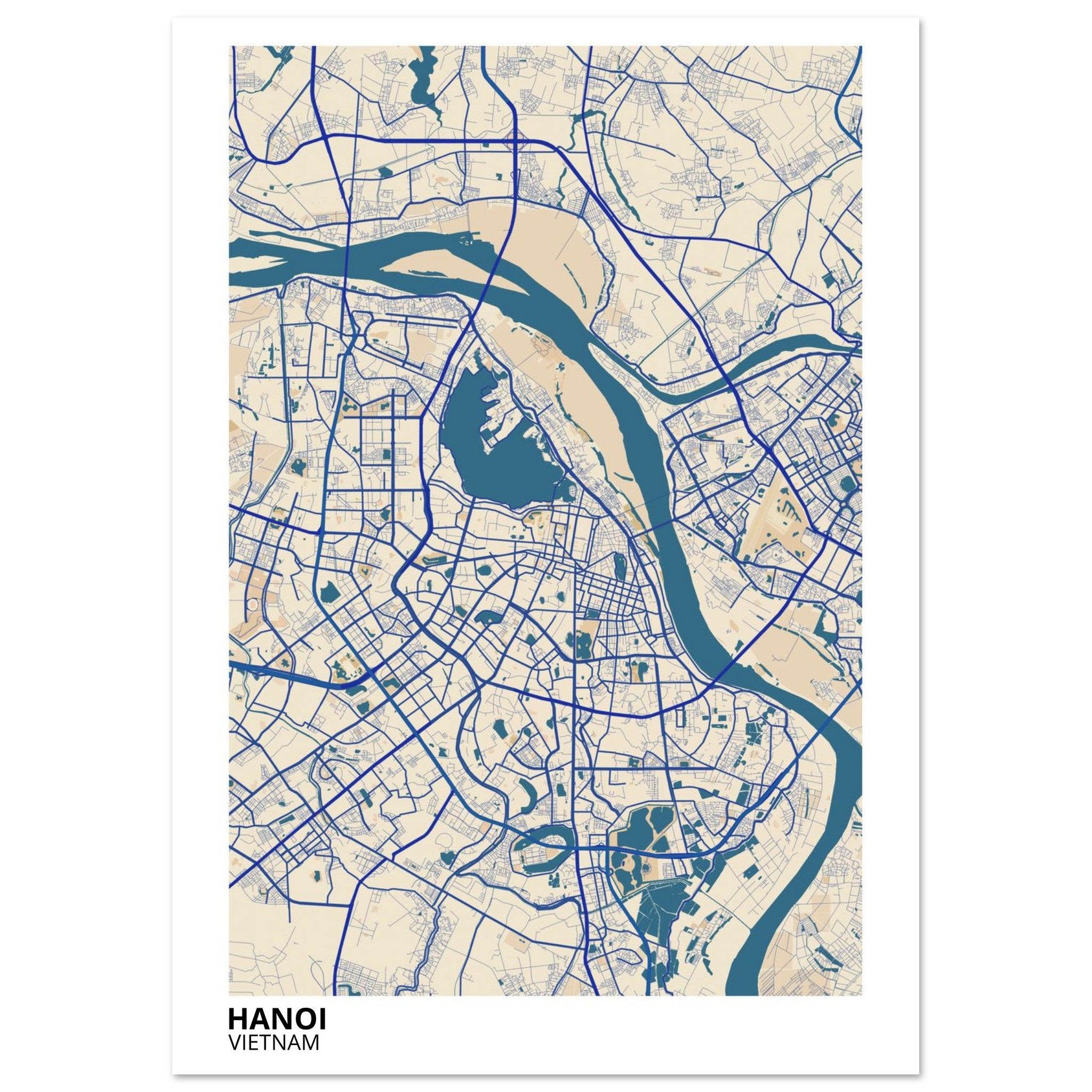 Hanoi Vietnam City Map Poster | Custom Map Art Print - Ink And Atlas