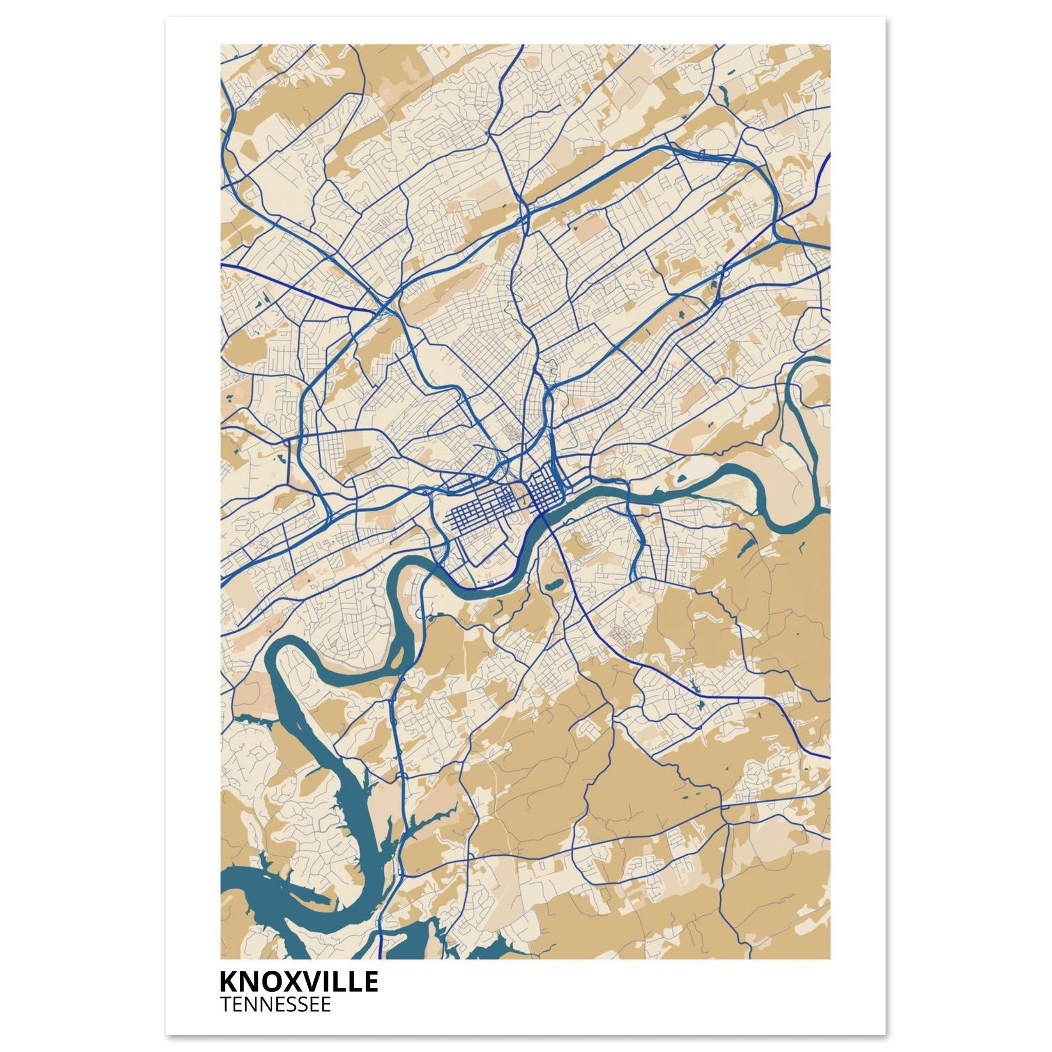 knoxville map poster print